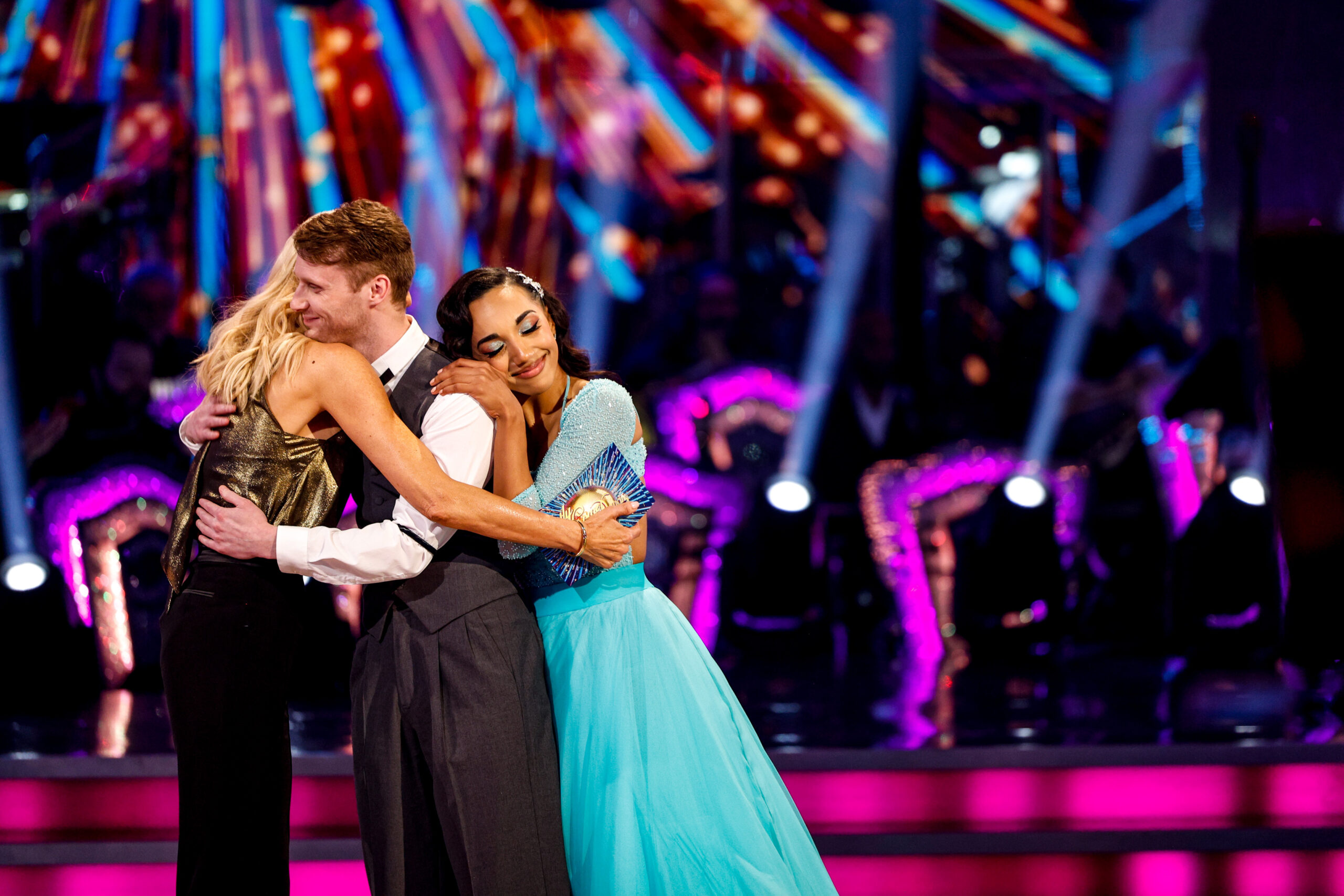 Tess Daly, Jamie Borthwick, Michelle Tsiakkas on Strictly