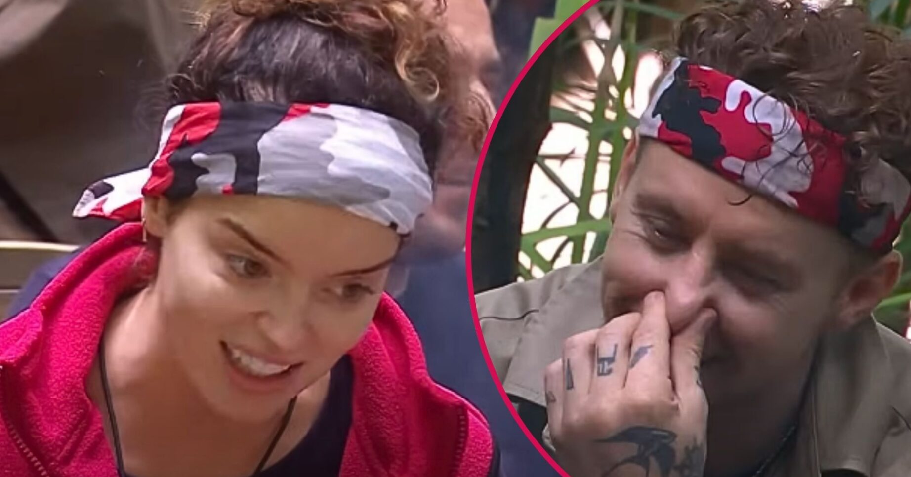 ED! composite of Maura Higgins talking and Danny Jones laughing on I'm A Celebrity