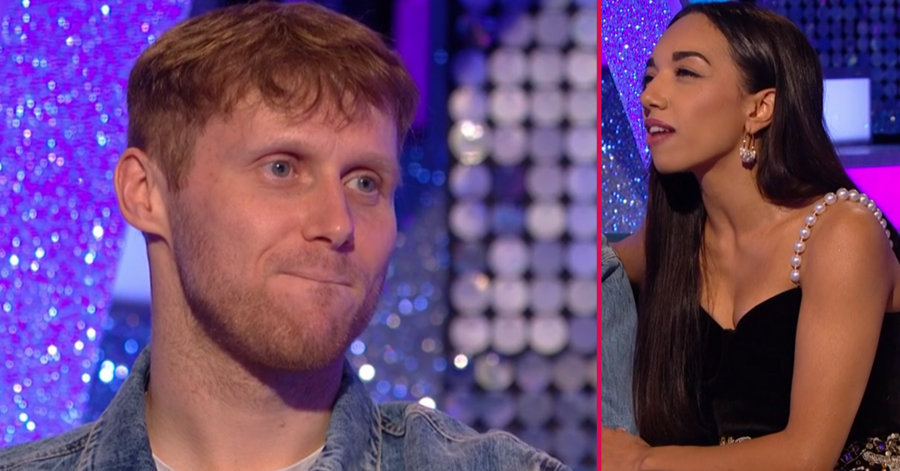 Jamie Borthwick frowning beside an emotional Michelle Tsiakkas