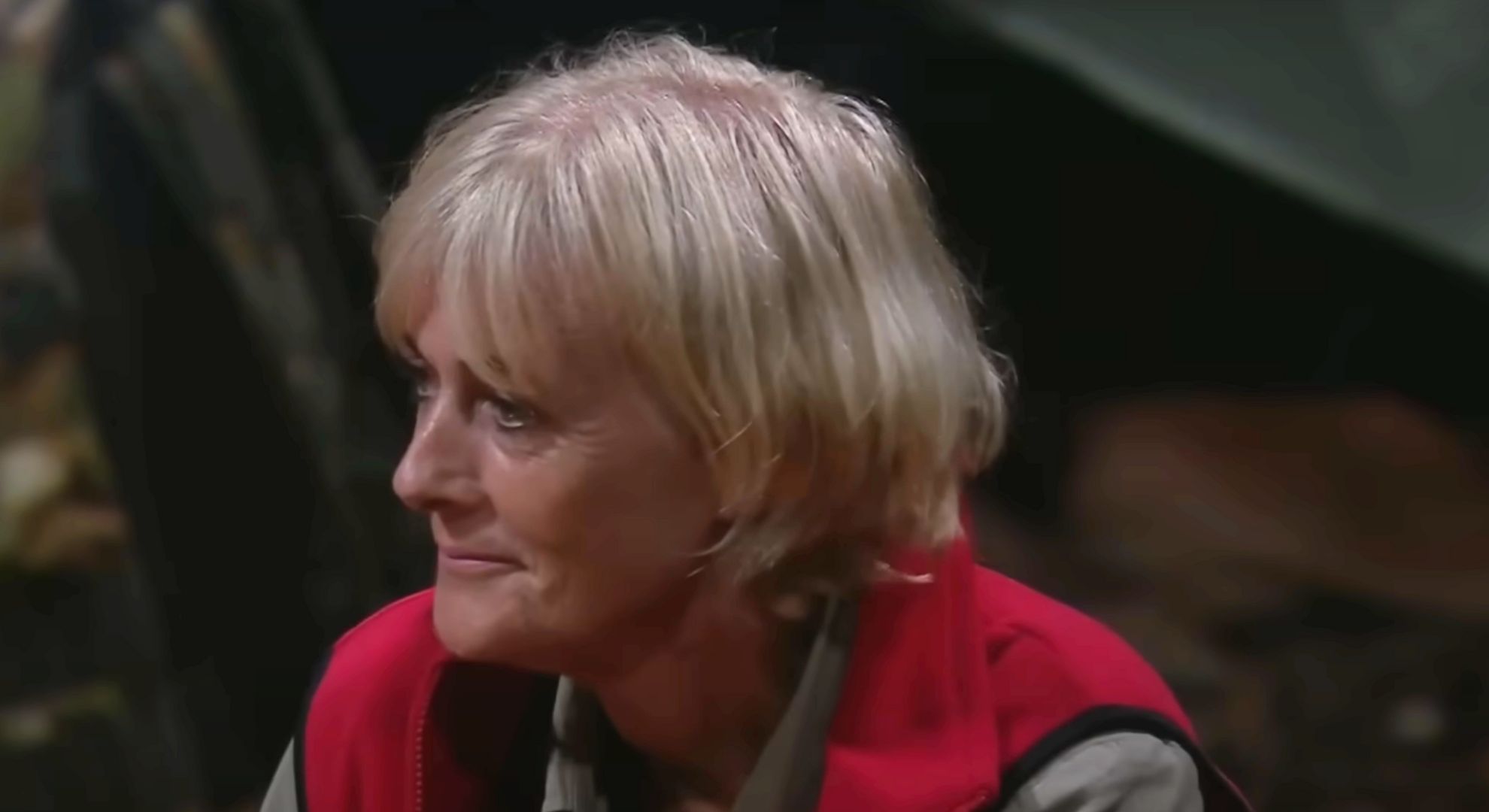 Jane Moore in the camp on I'm A Celebrity