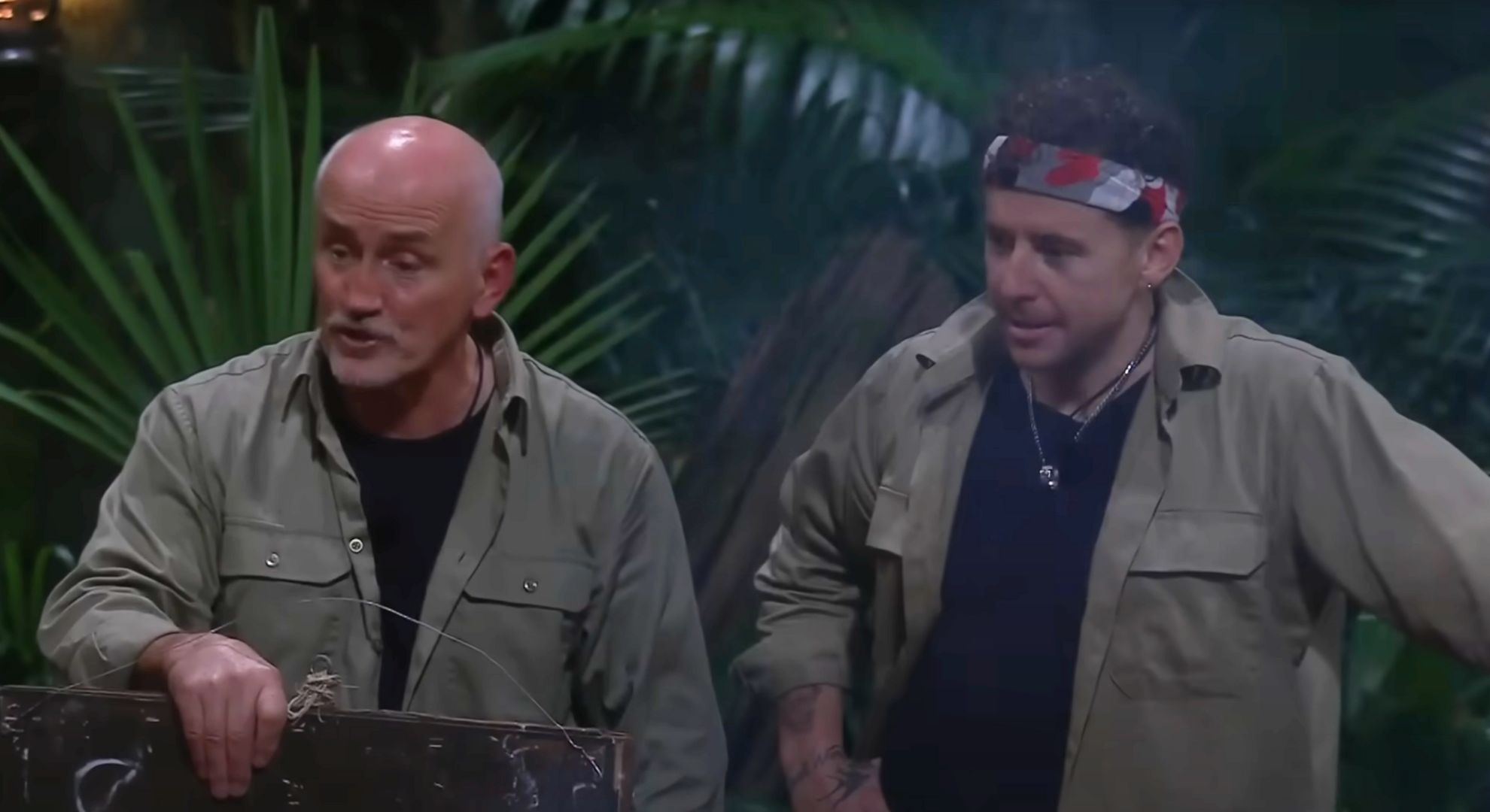 Danny Jones and Barry McGuigan in I'm A Celebrity camp