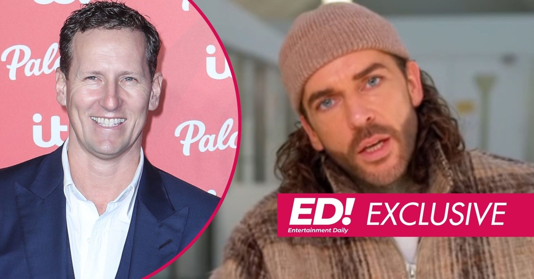 Brendan Cole smiling at ITV Palooza and Pete Wicks talking on Strictly with ED! exclusive banner