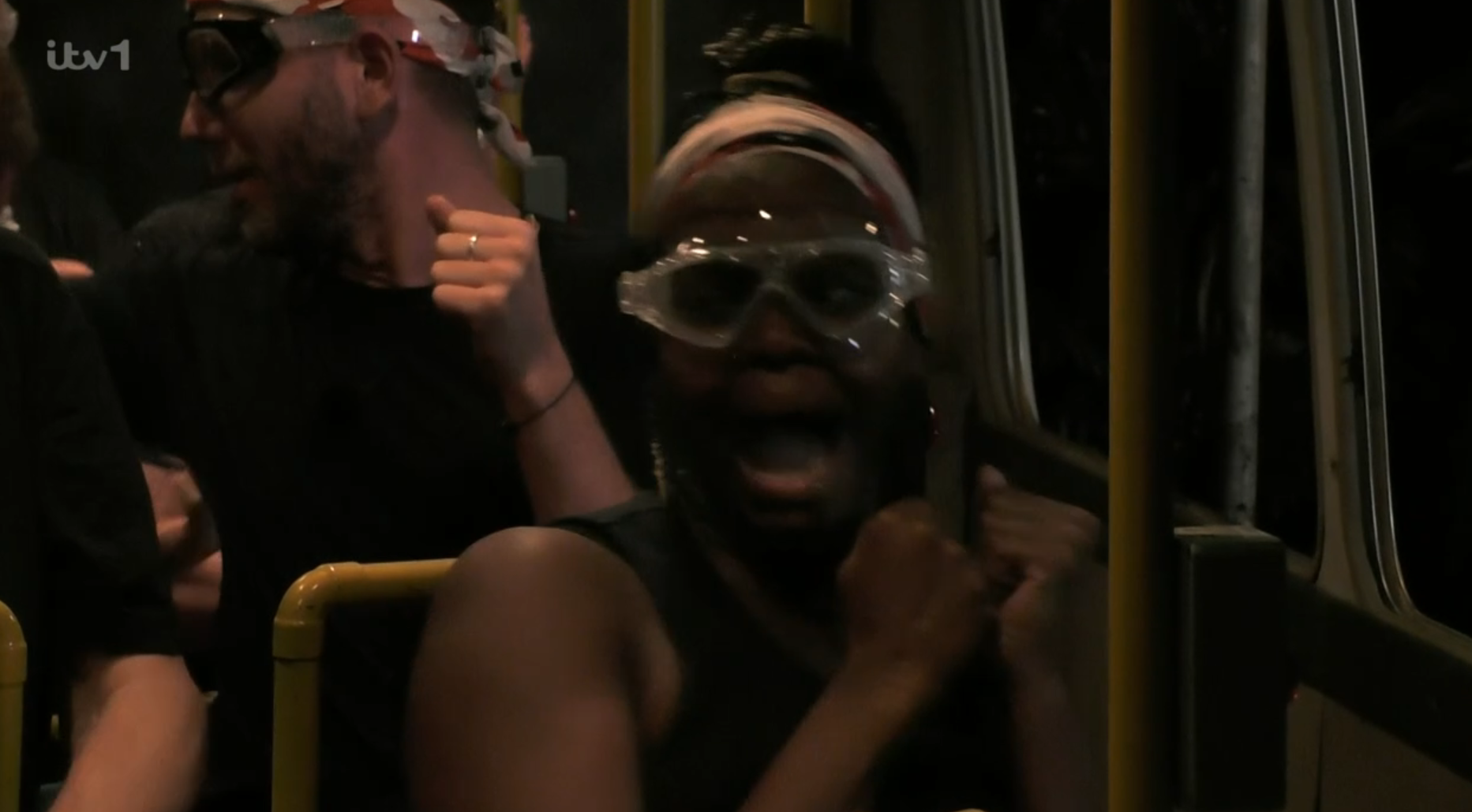 Oti Mabuse wasn't the only one screaming during the Fright Bus on I'm A Celebrity (Credit: ITV)