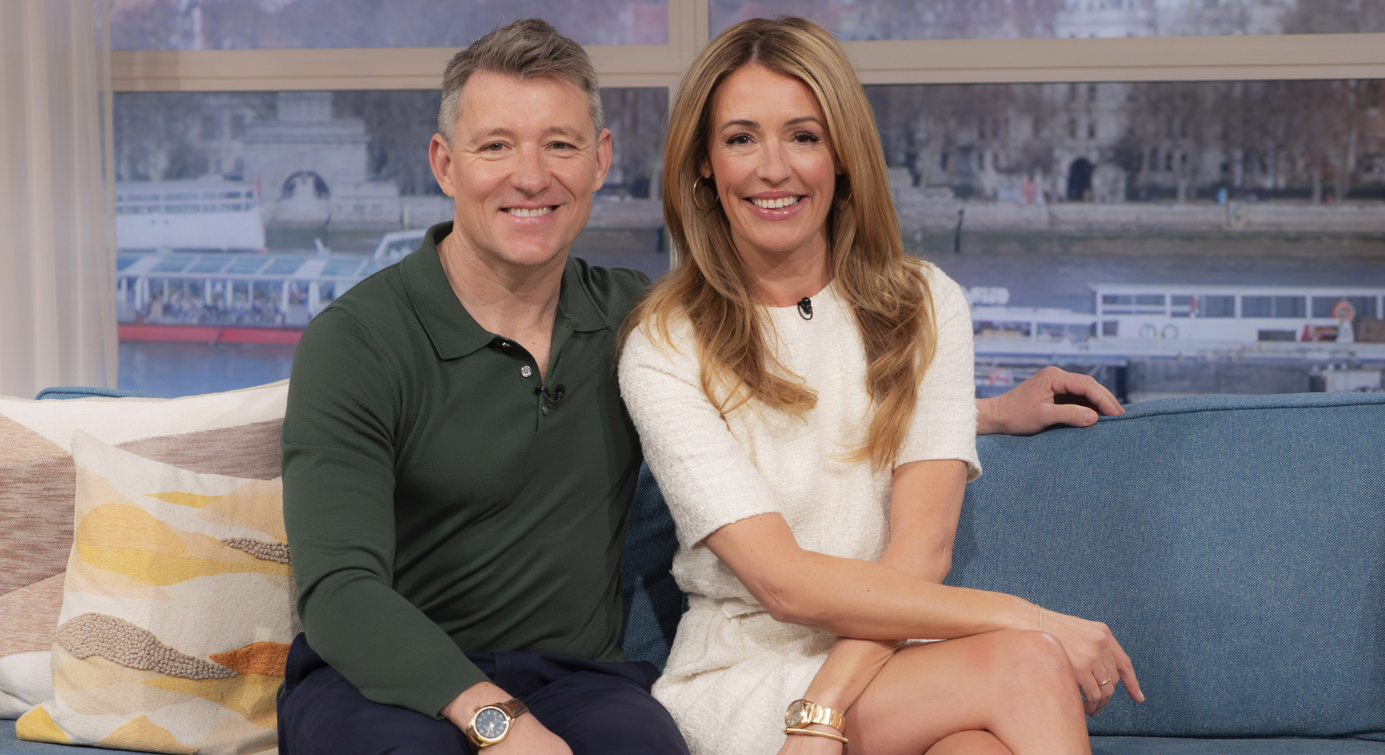 Ben Shephard and Cat Deeley smiling on the This Morning sofa