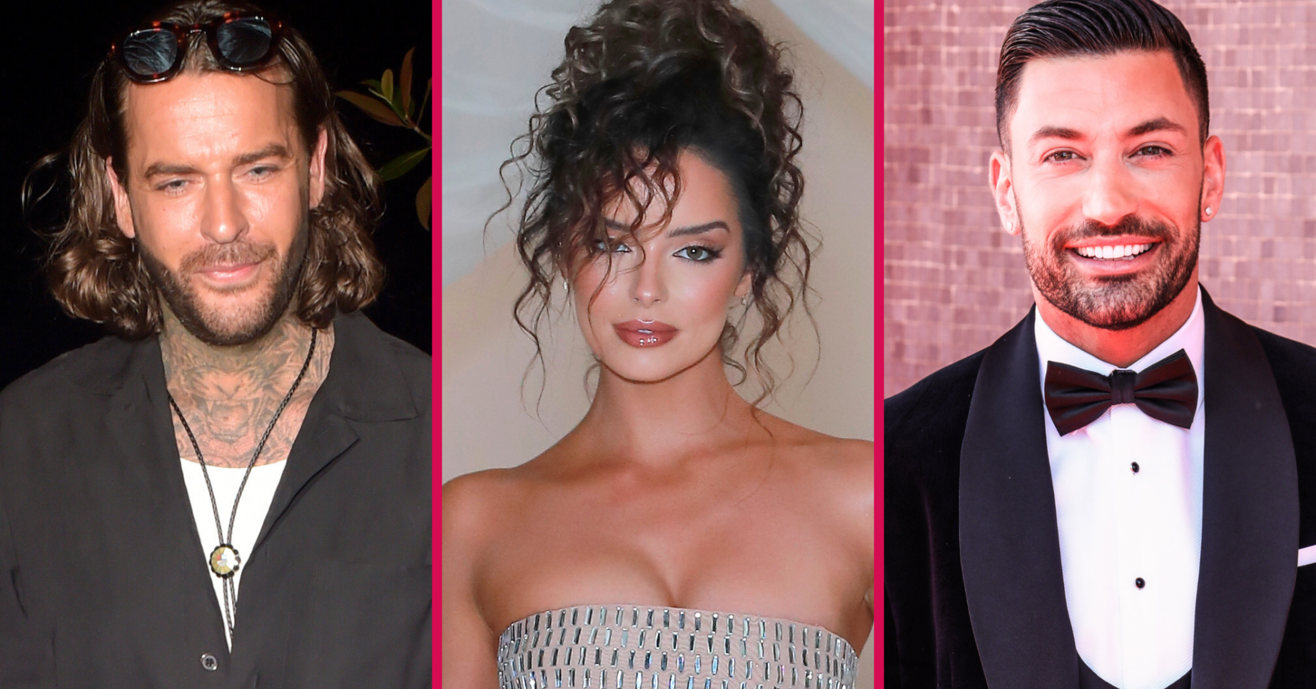 Split image of Maura Higgins with her ex boyfriends Pete Wicks and Giovanni Pernice