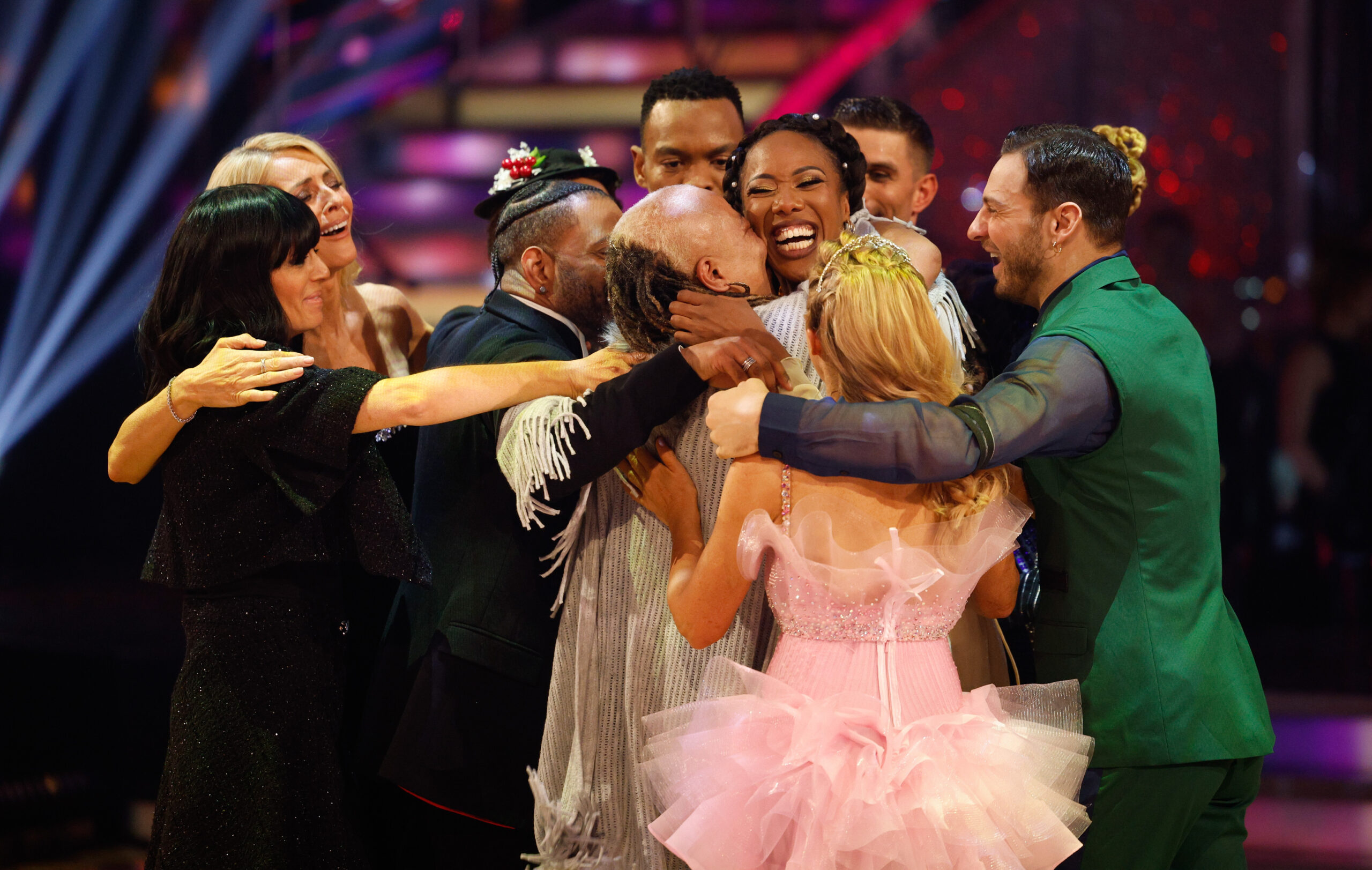 The Strictly contestants hugging