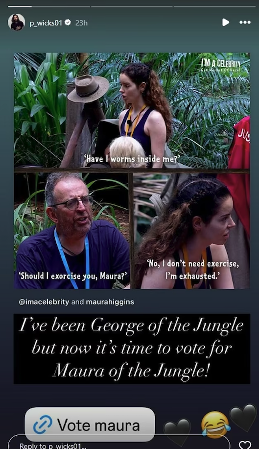 Pete Wicks posts on Instagram about Maura Higgins