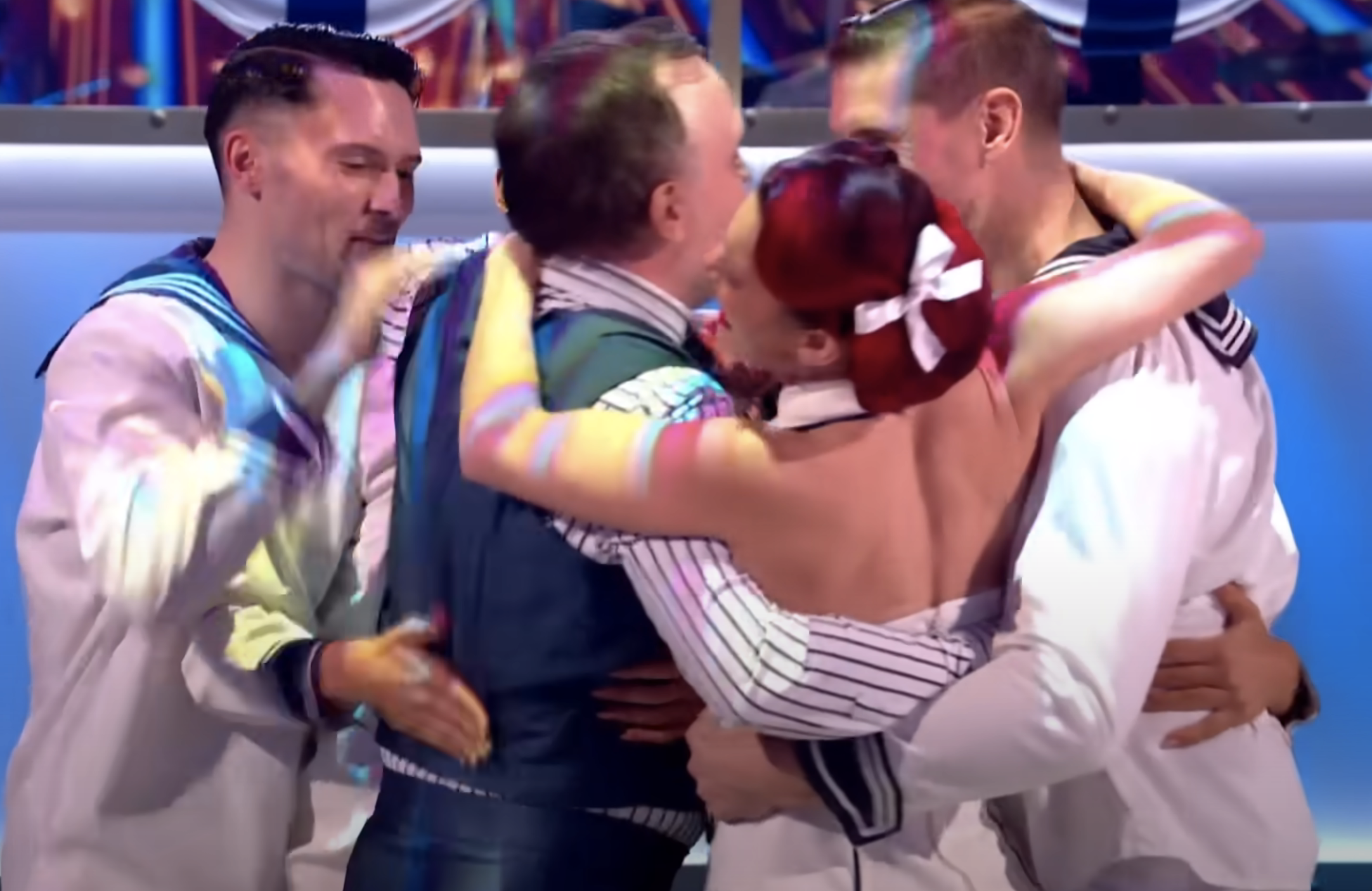 Chris McCausland and Dianne Buswell celebrate after performing on Strictly Come Dancing