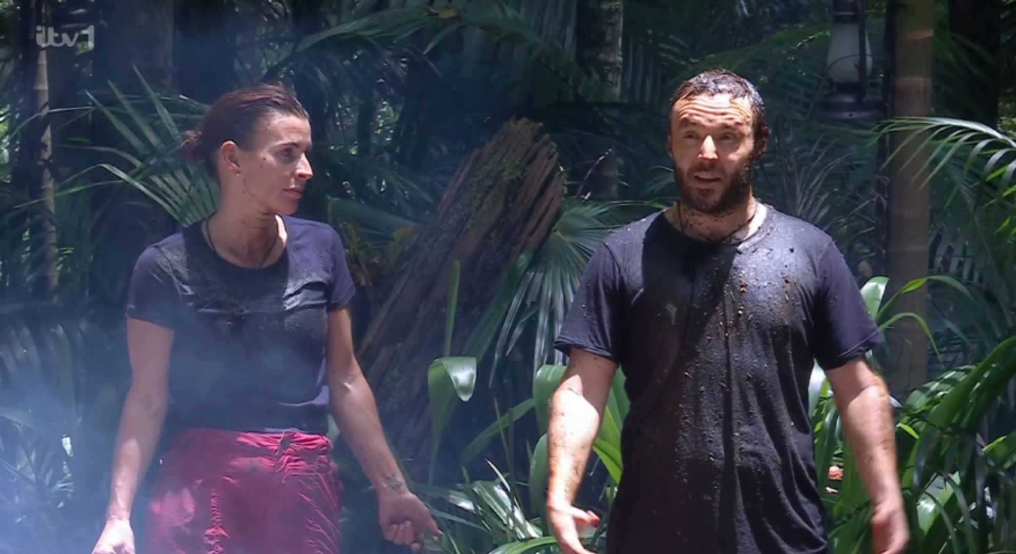 Alan Halsall and Coleen Rooney covered in gunk during I'm A Celebrity trial