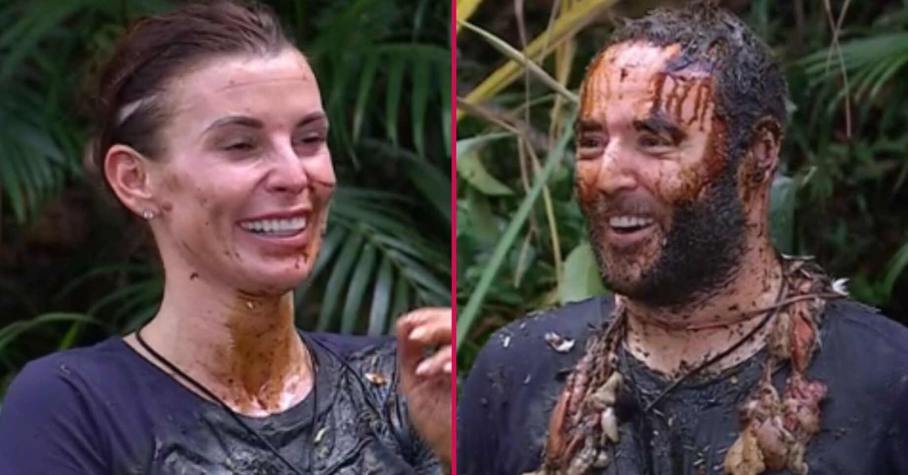 Alan Halsall and Coleen Rooney covered in gunk during I'm A Celebrity trial