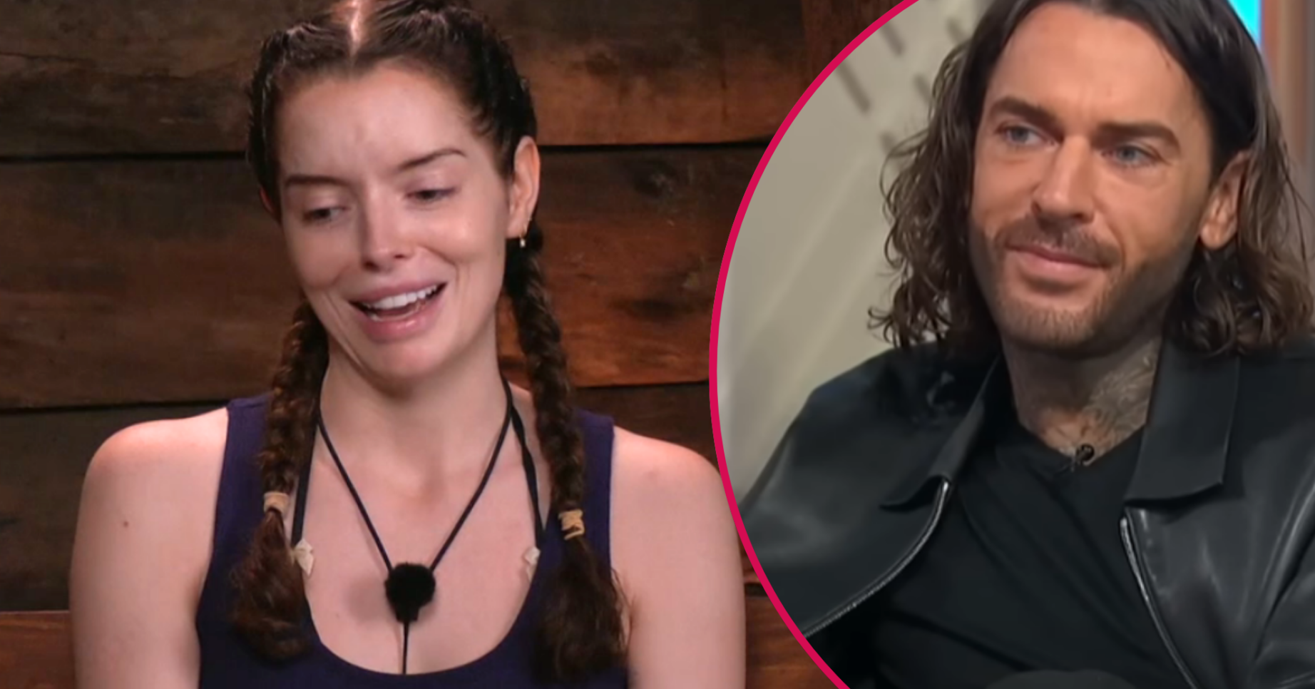 Split image of Maura Higgins and Pete Wicks as she talks about media focusing on their romance