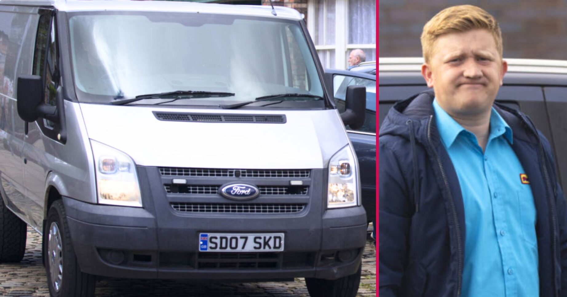 Composite image of Chesney and a van on Coronation Street (Credit: ITV/Composite: ED!)