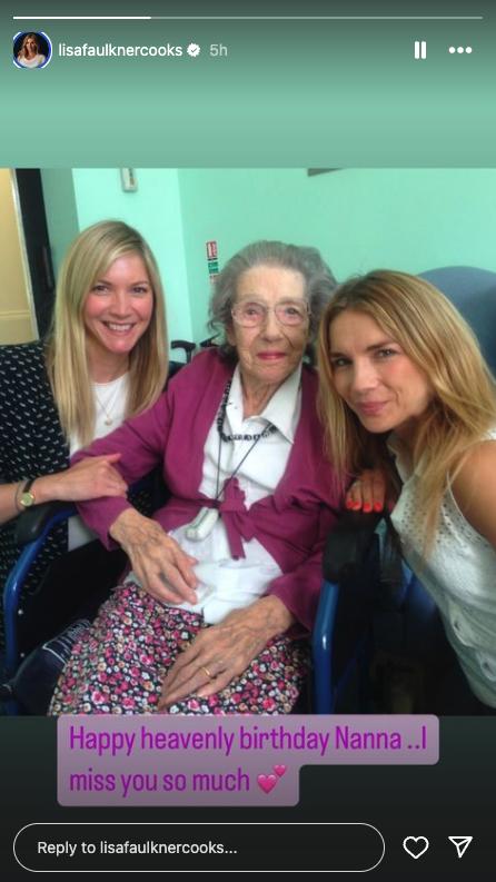 Lisa Faulkner smiling with her nan and one other woman