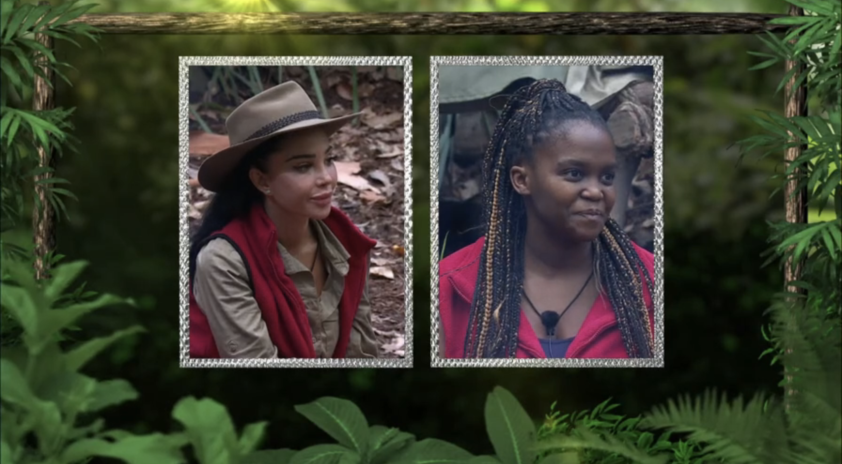 Tulisa Contostavlos and Oti Mabuse in the I'm A Celebrity jungle