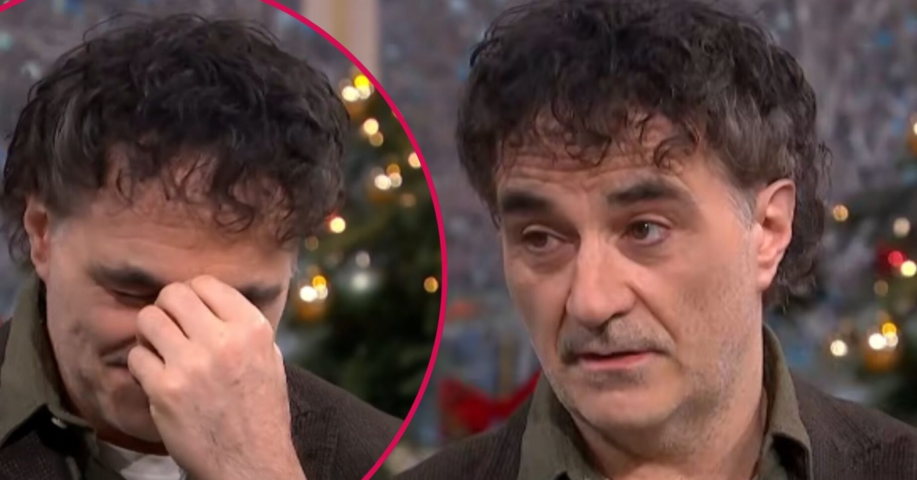 ED! composite of Supervet Noel Fitzpatrick in tears and speaking on This Morning