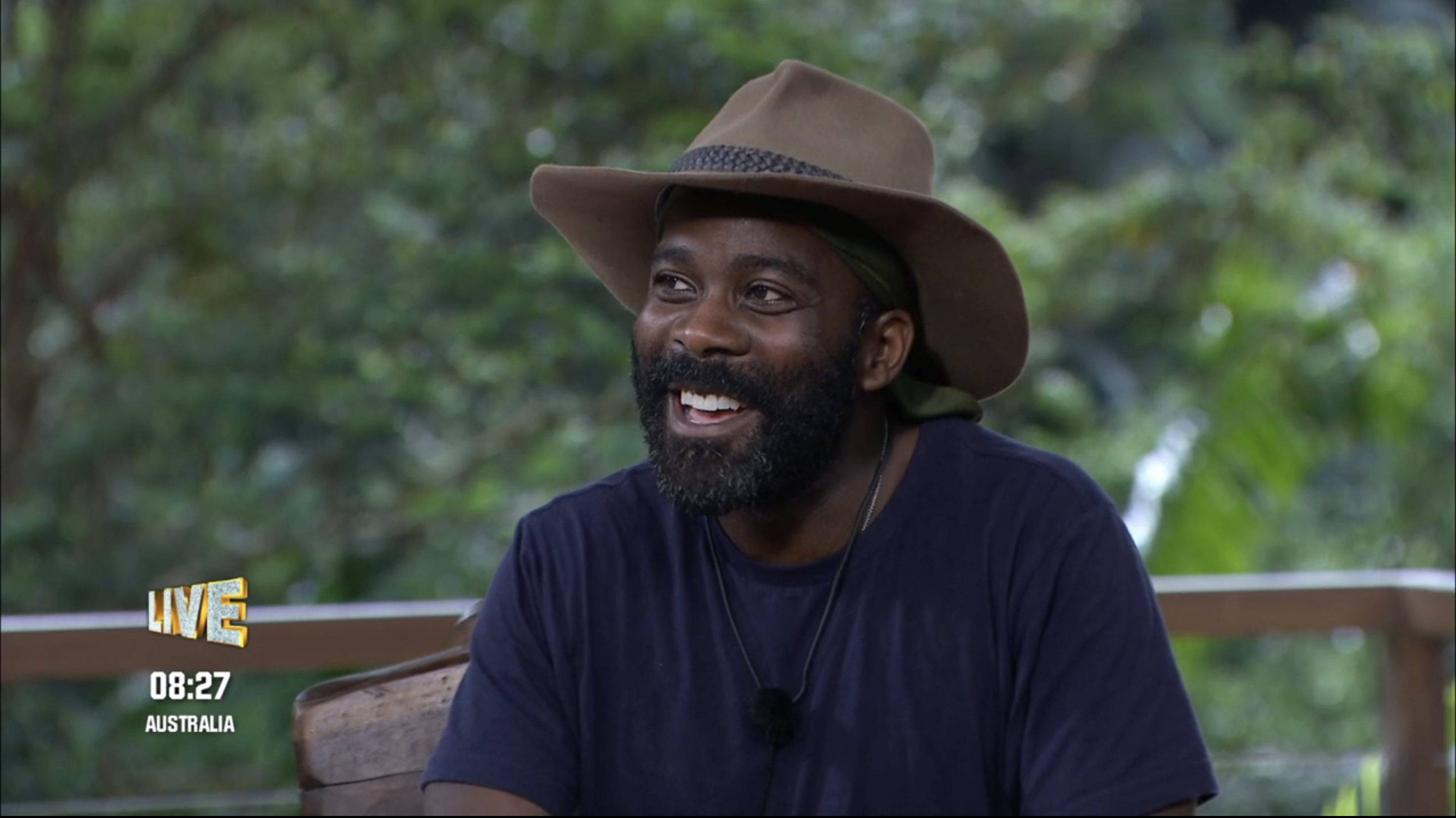 Melvin Odoom in the I'm A Celebrity studio after his eviction