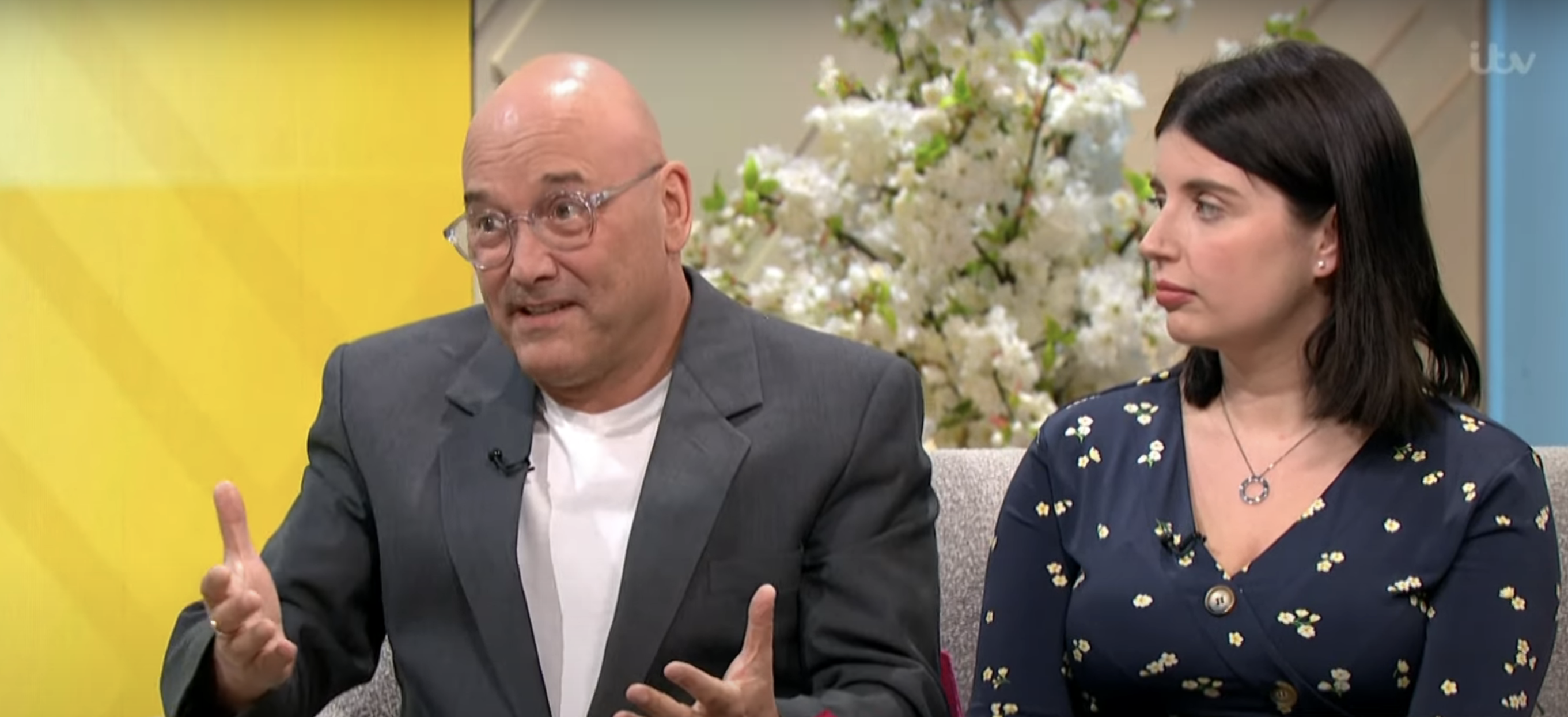 Gregg Wallace sitting next to his wife talking to Lorraine