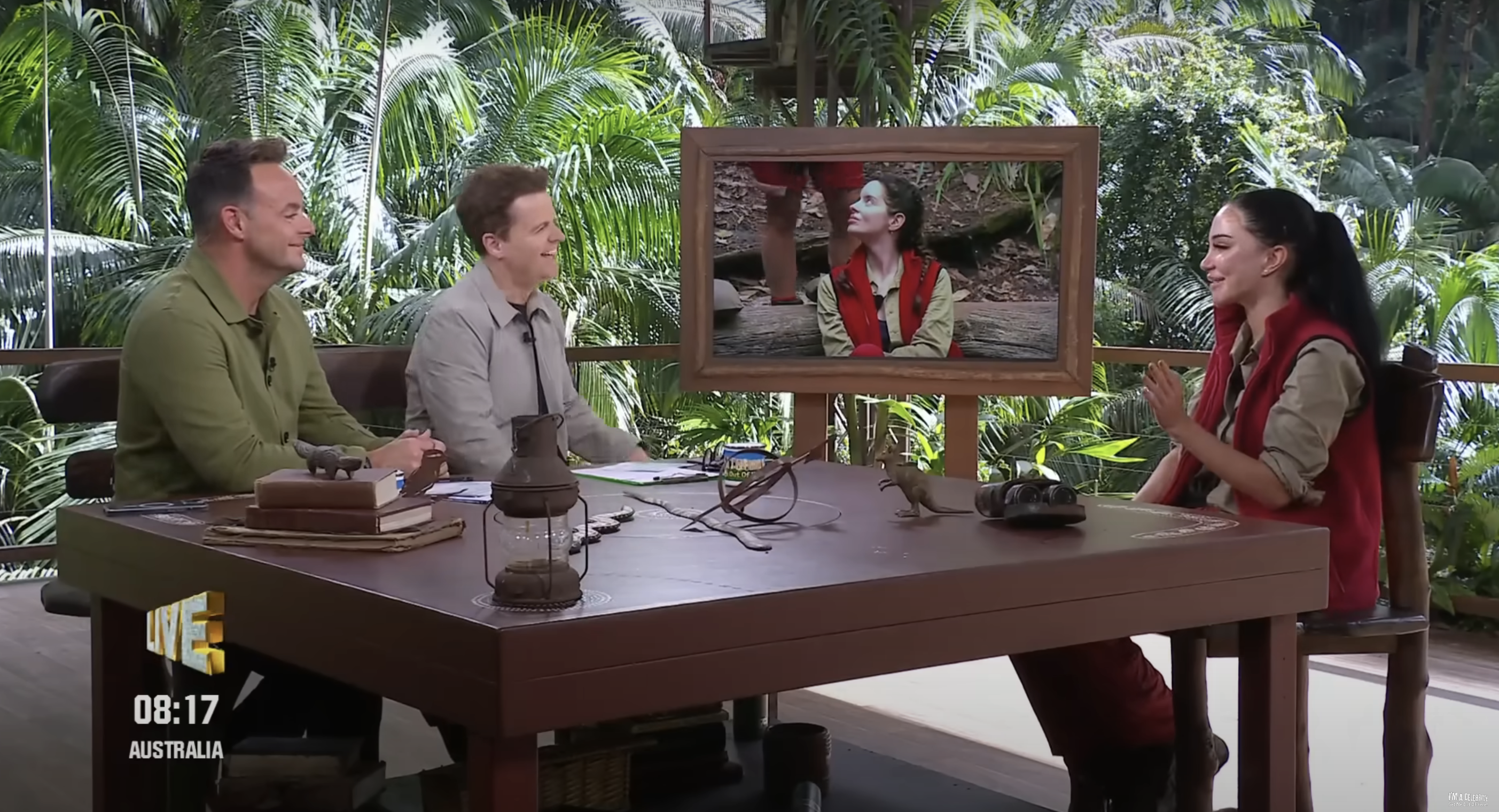 Ant, Dec and Tulisa Contostavlos in the I'm A Celebrity studio