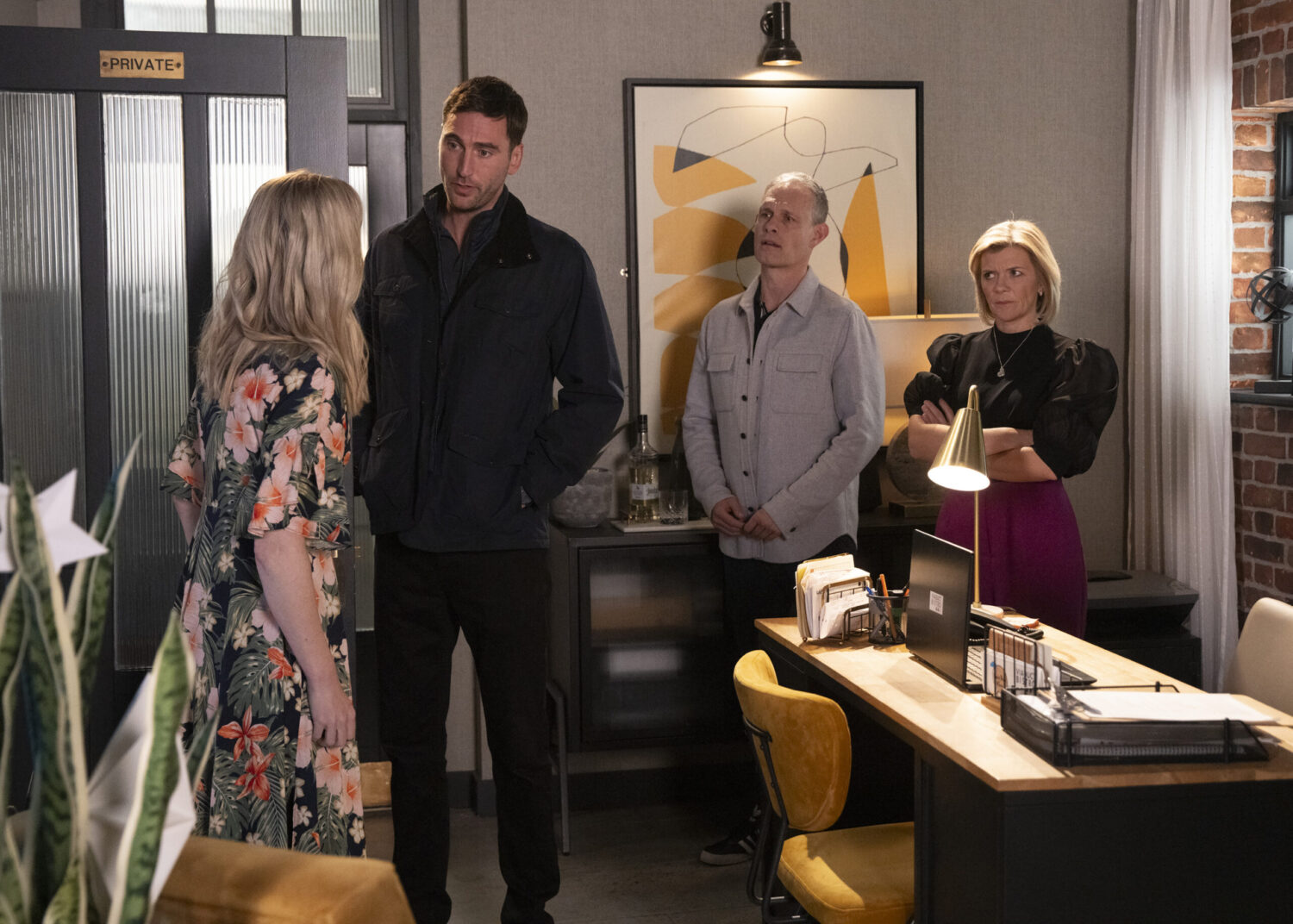Toyah, Kit, Nick and Leanne in office