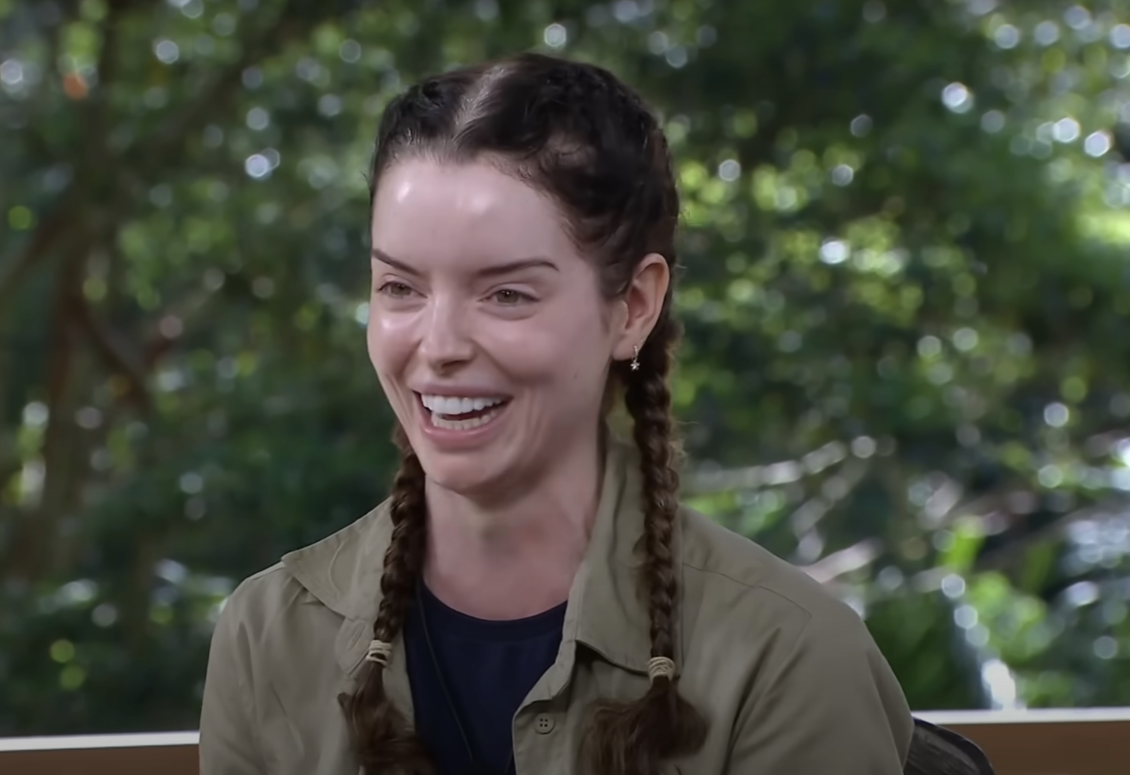 Maura Higgins in the I'm A Celebrity studio after his eviction