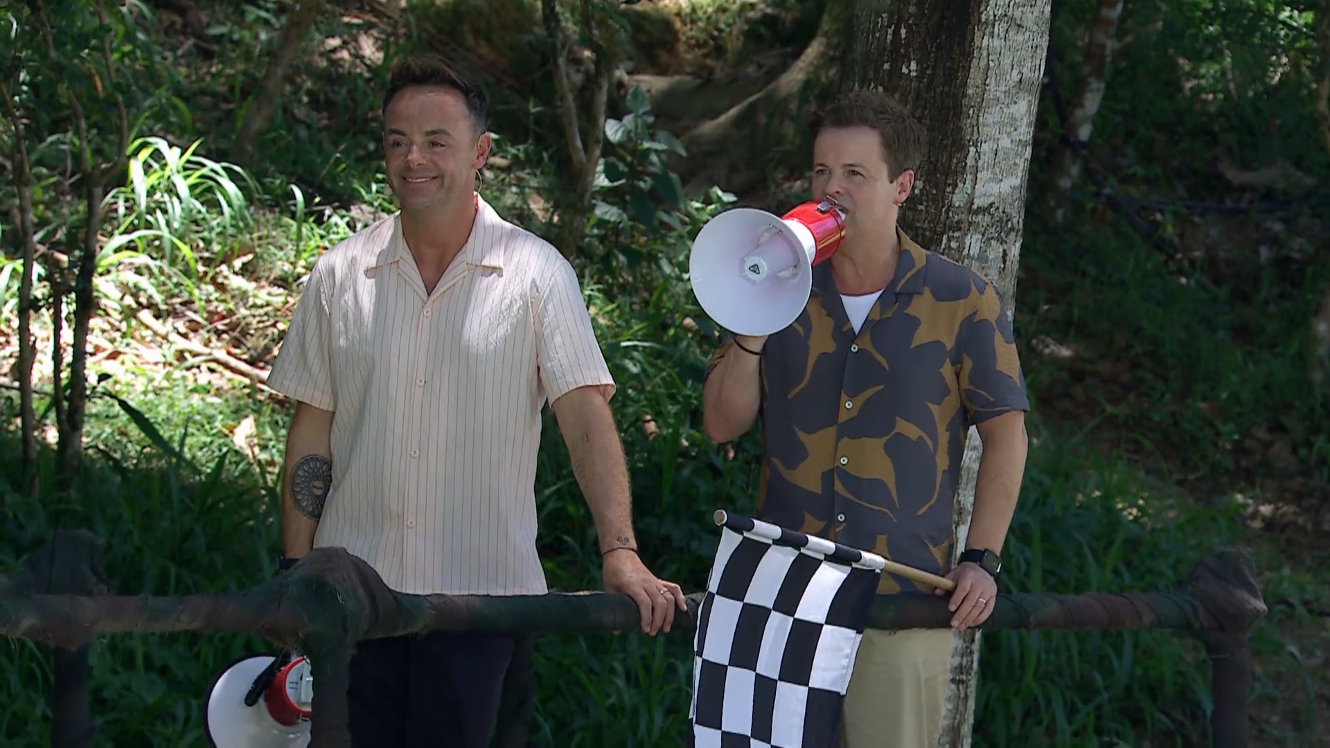 Ant and Dec on I'm A Celebrity with their megaphones