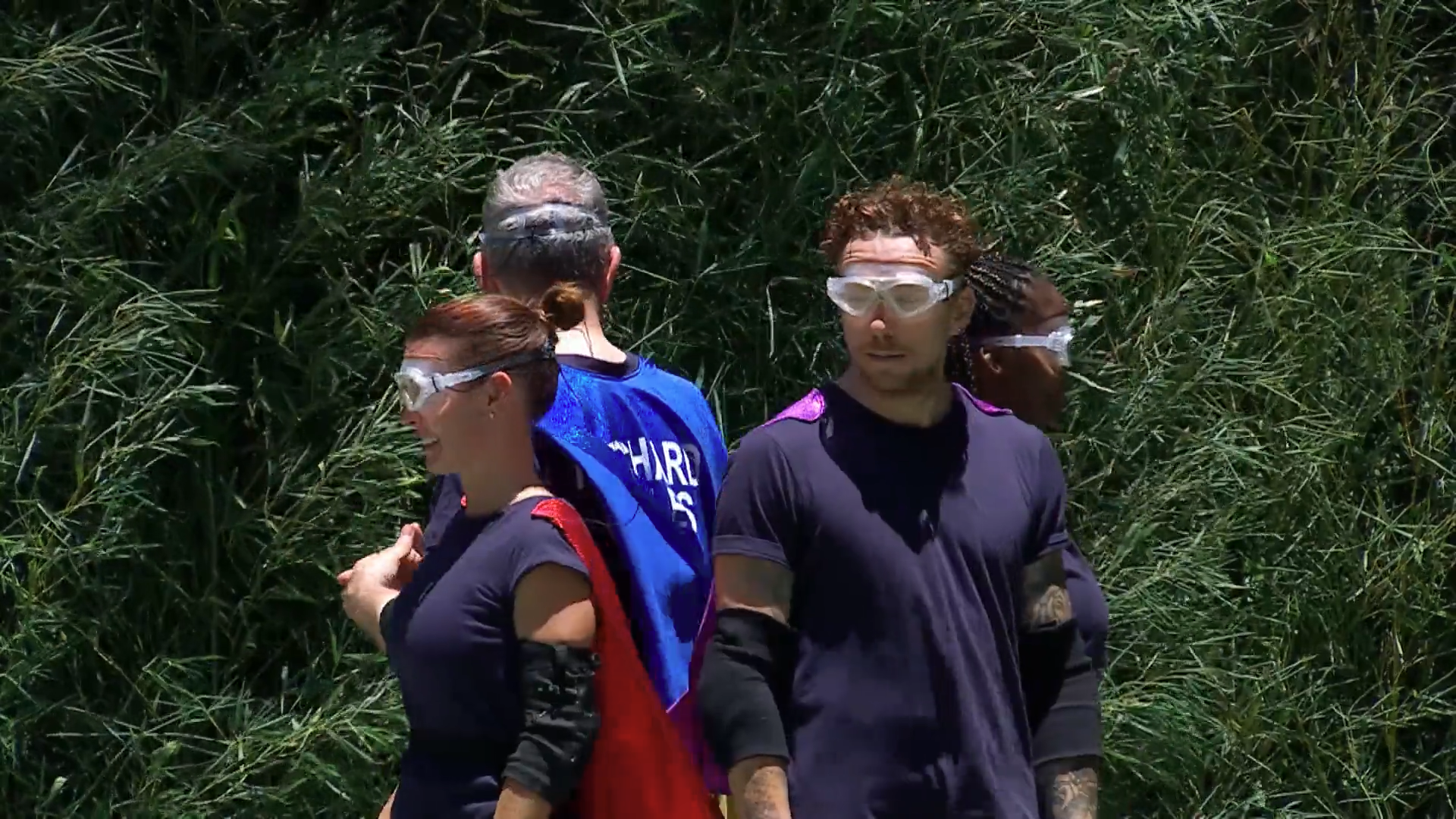 The four remaining stars on I'm A Celebrity taking part in Cyclone