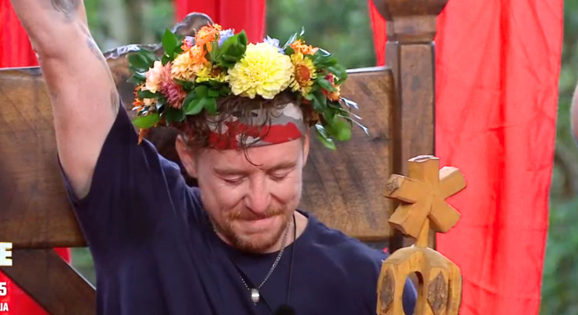 Danny Jones celebrating his I'm A Celebrity