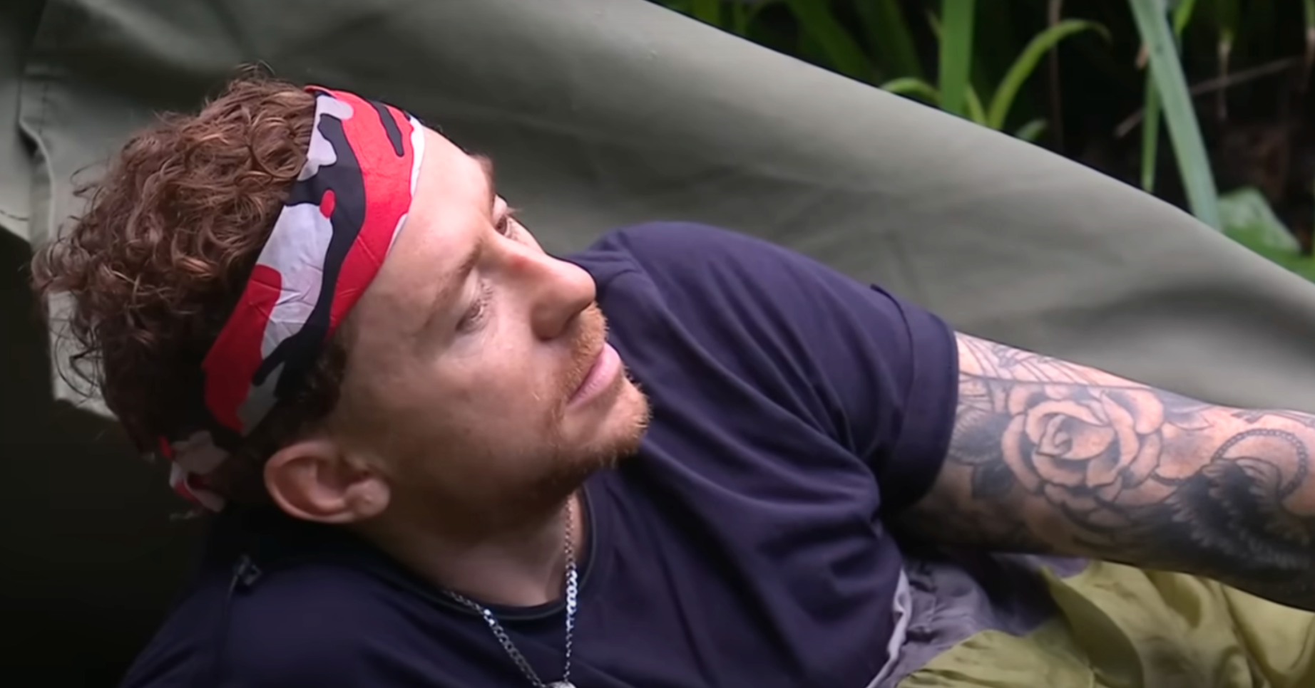 Danny Jones wakes up to a bad weather in the jungle