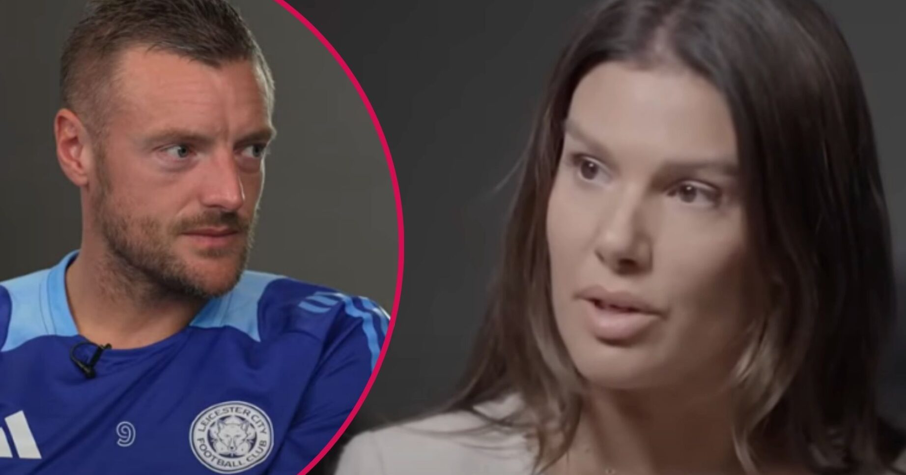 Split image of Jamie Vardy (left) and his wife Rebekah (right)