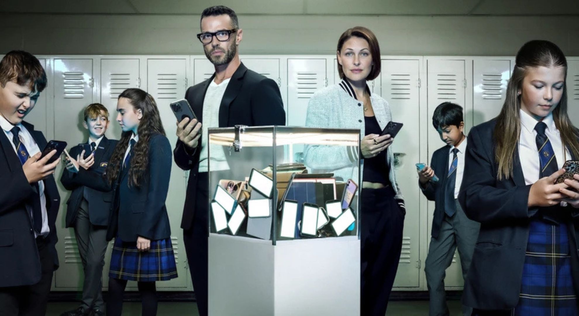 Matt and Emma Willis posing for Swiped: The School That Banned Smartphones