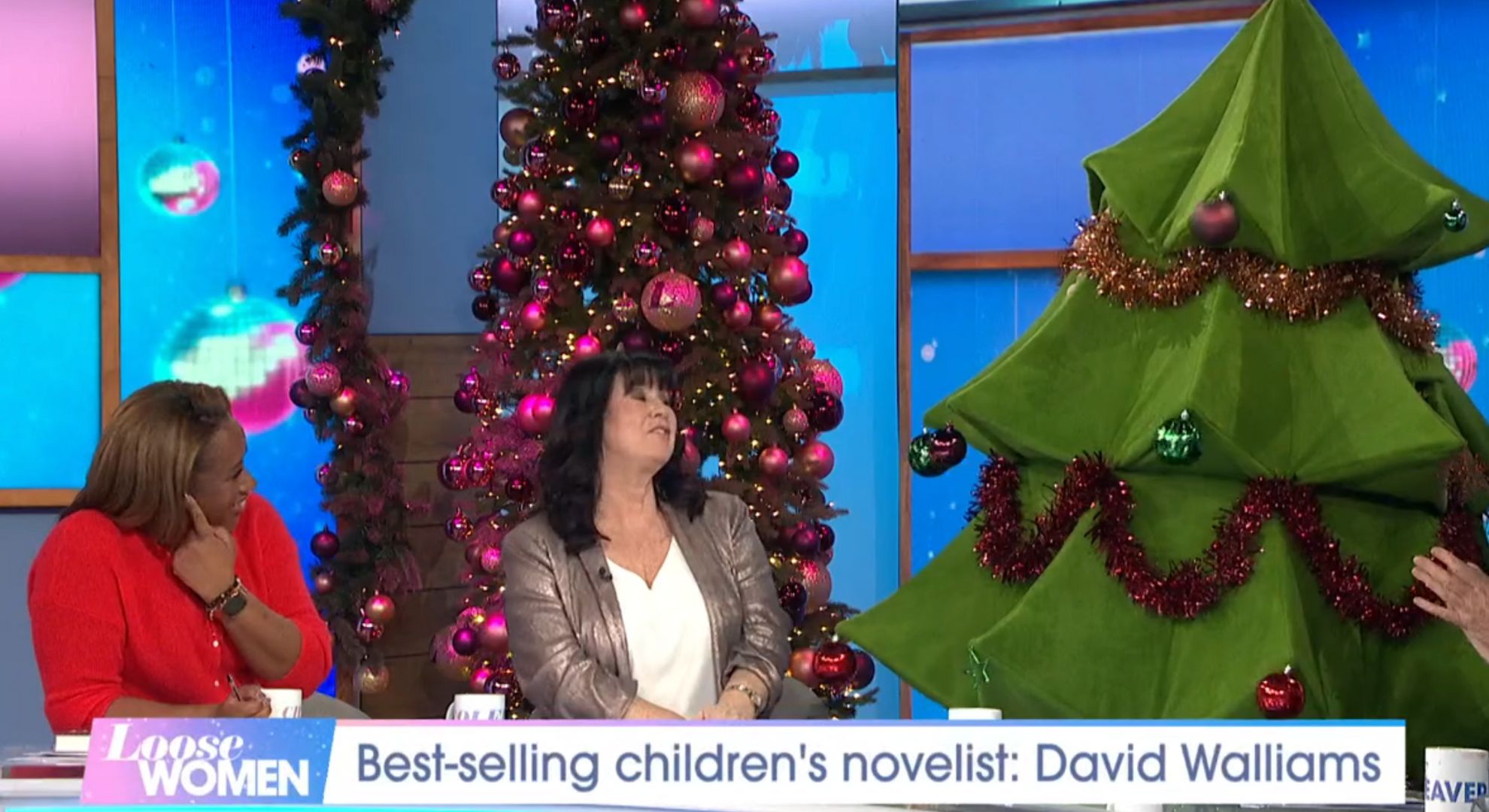 Charlene White and Coleen Nolan beside David Walliams on Loose Women today