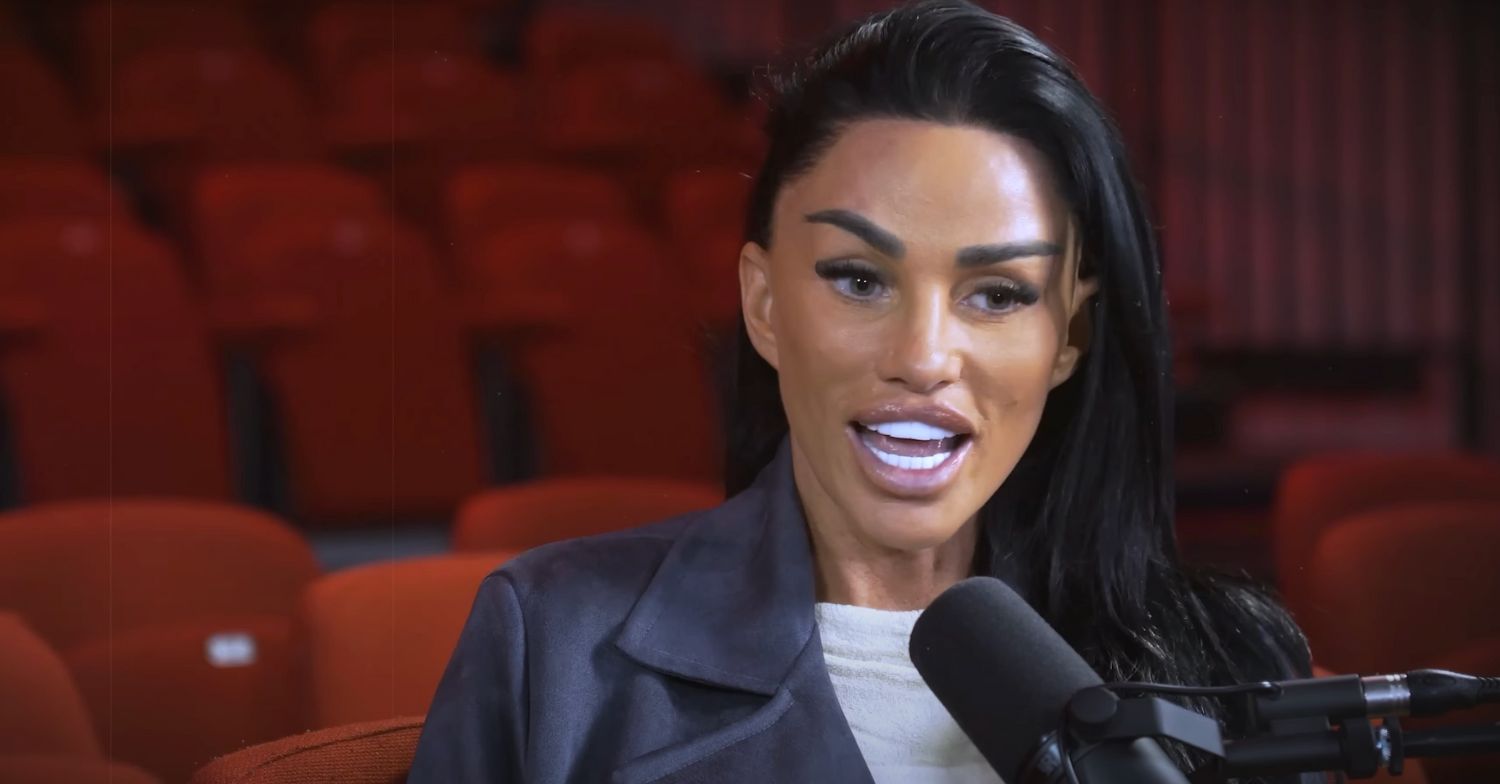 Katie Price speaking on a podcast