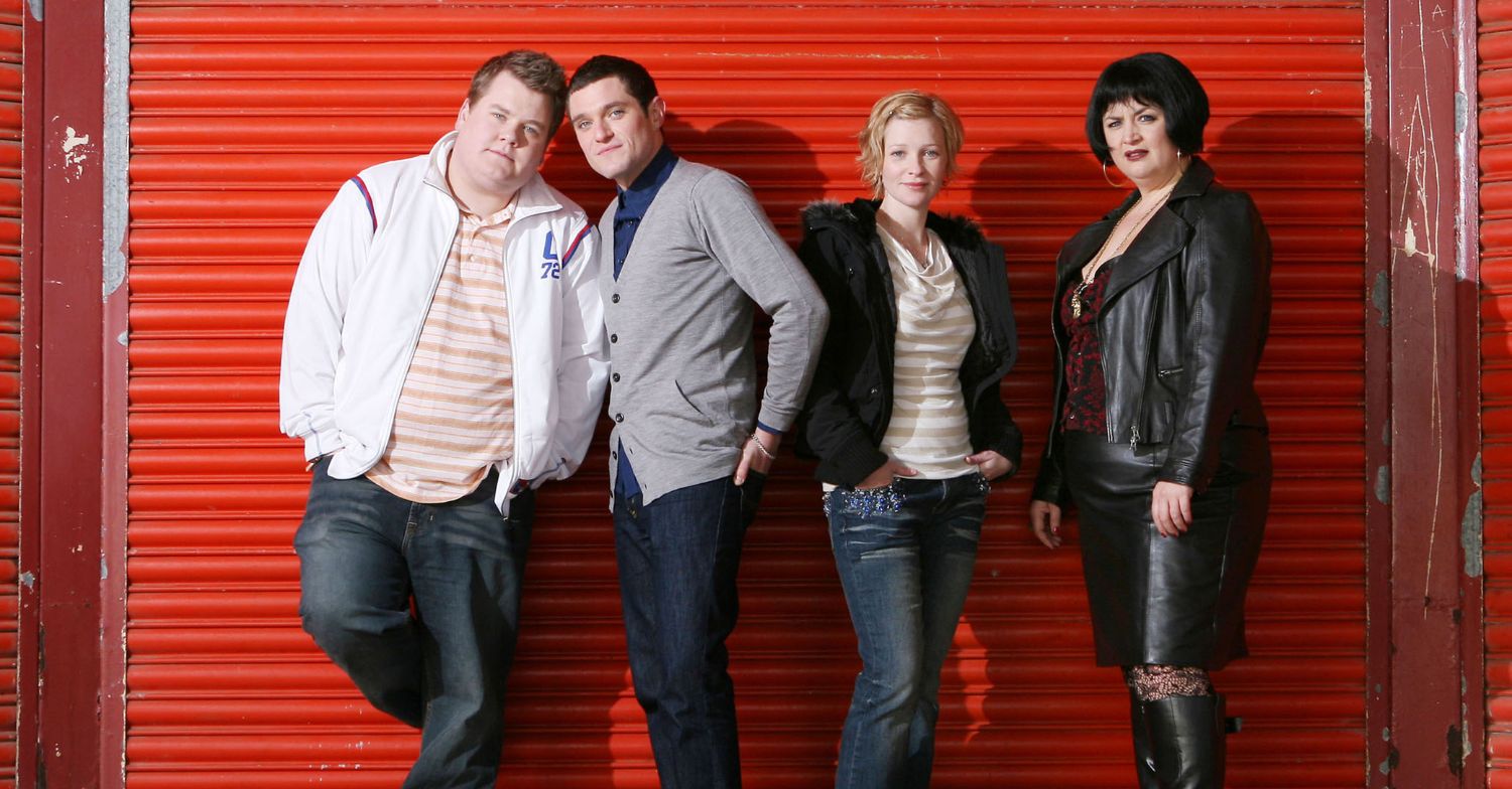 James Corden, Matthew Horne, Joanna Page, and Ruth Jones in a promo pic for Gavin and Stacey in 2007
