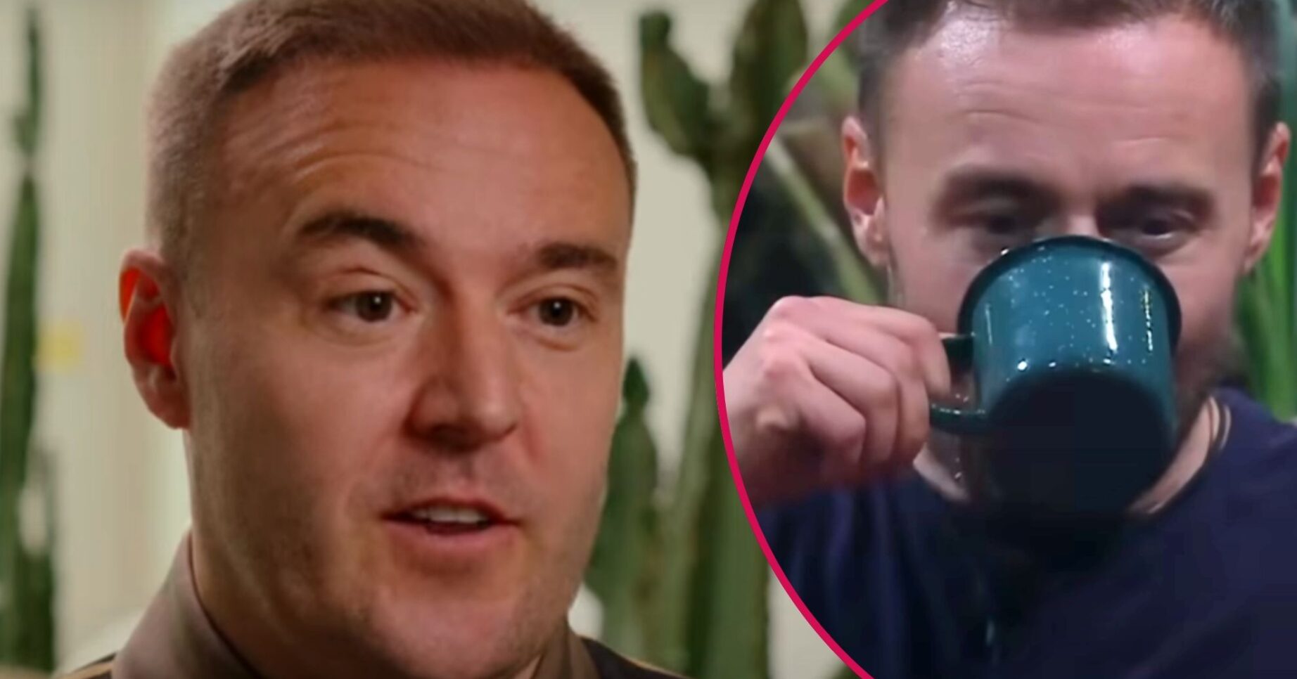 Split images of Alan Halsall as he discuses life in the jungle
