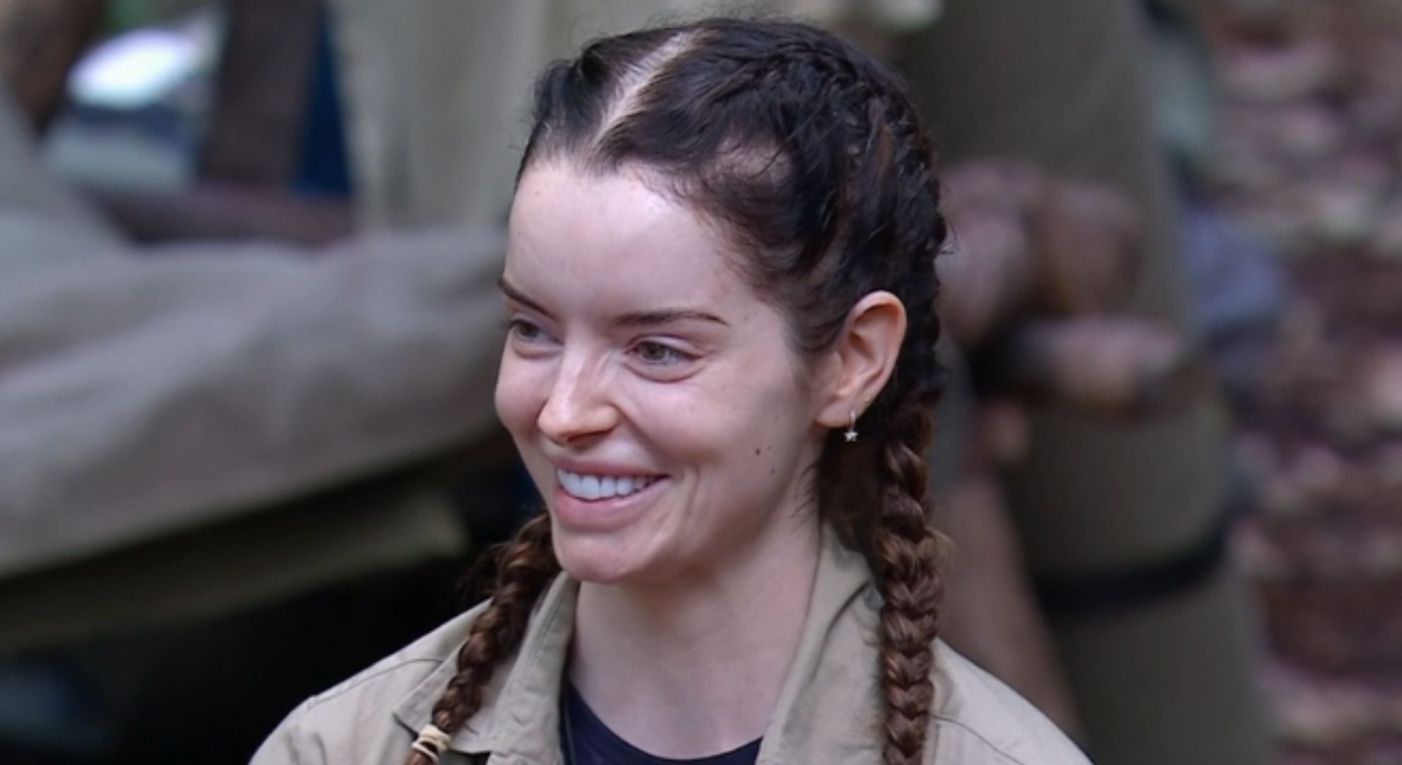 Maura Higgins smiling in the I'm A Celeb jungle