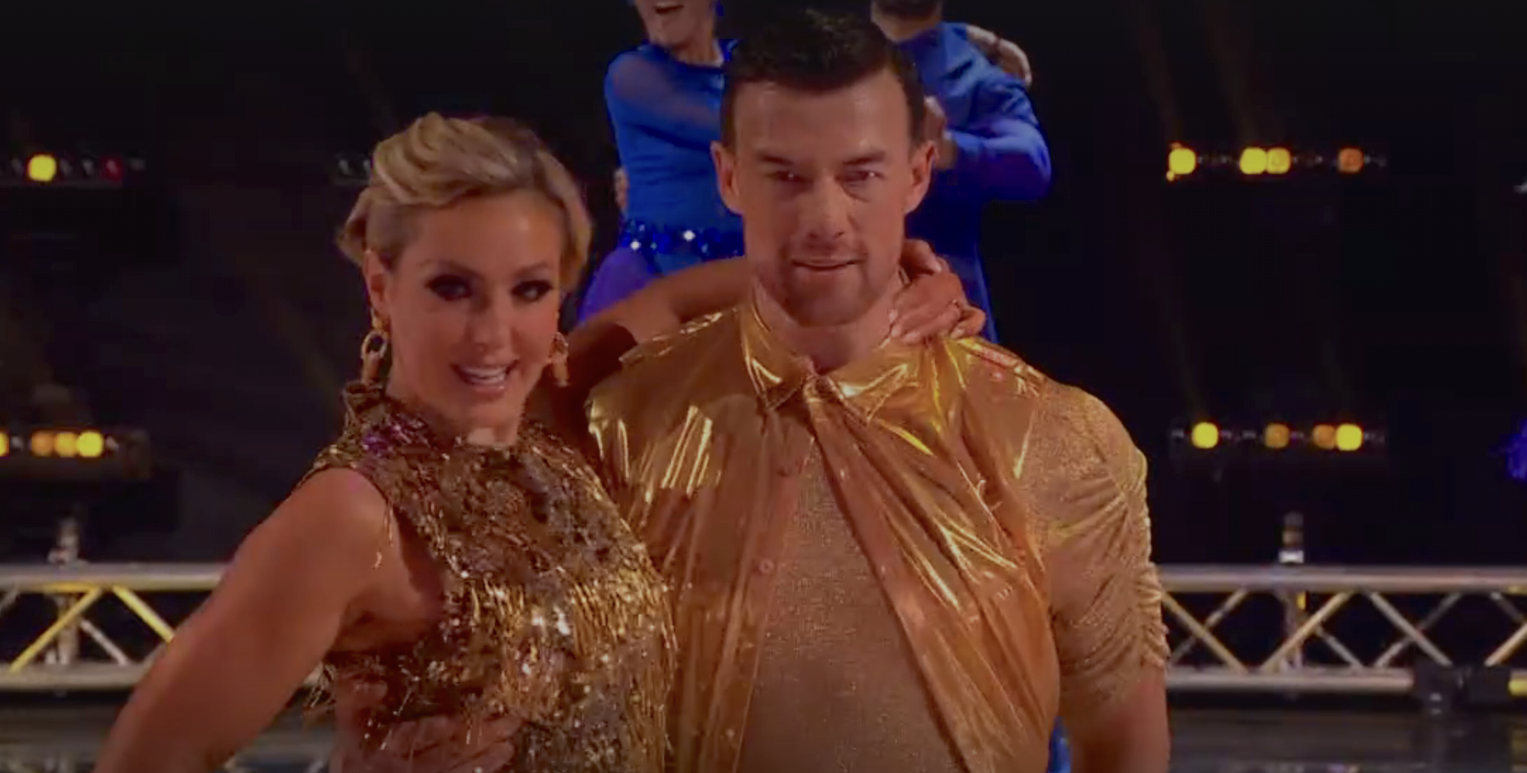 Amy Dowden dancing in gold on Strictly