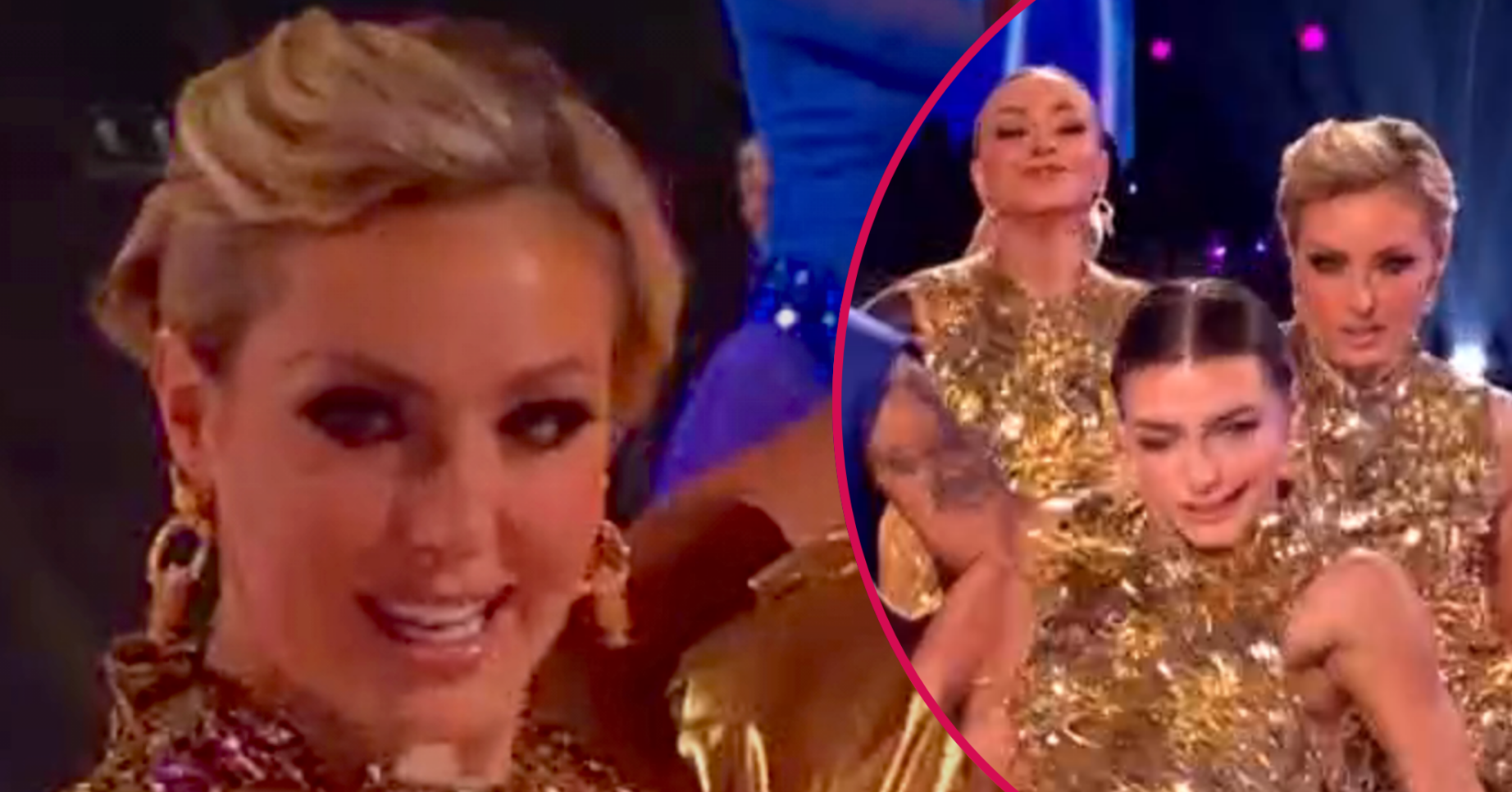 Amy Dowden dancing in gold on Strictly