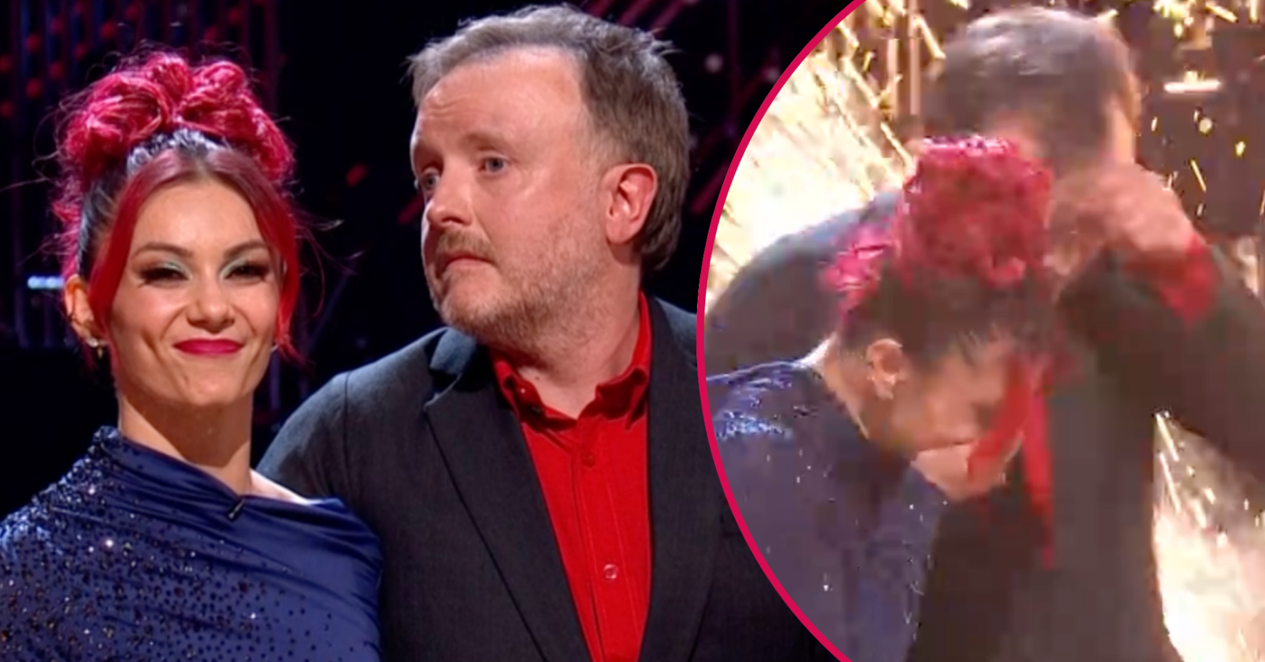 Chris and Dianne on Strictly embracing