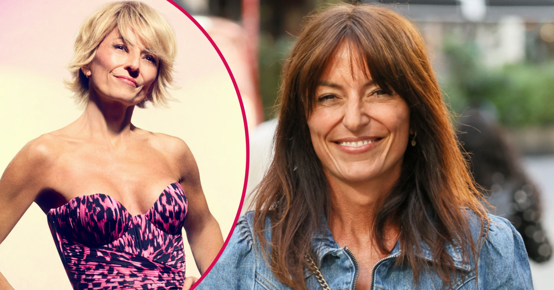 Davina McCall smiling and with blonde cropped hair inset