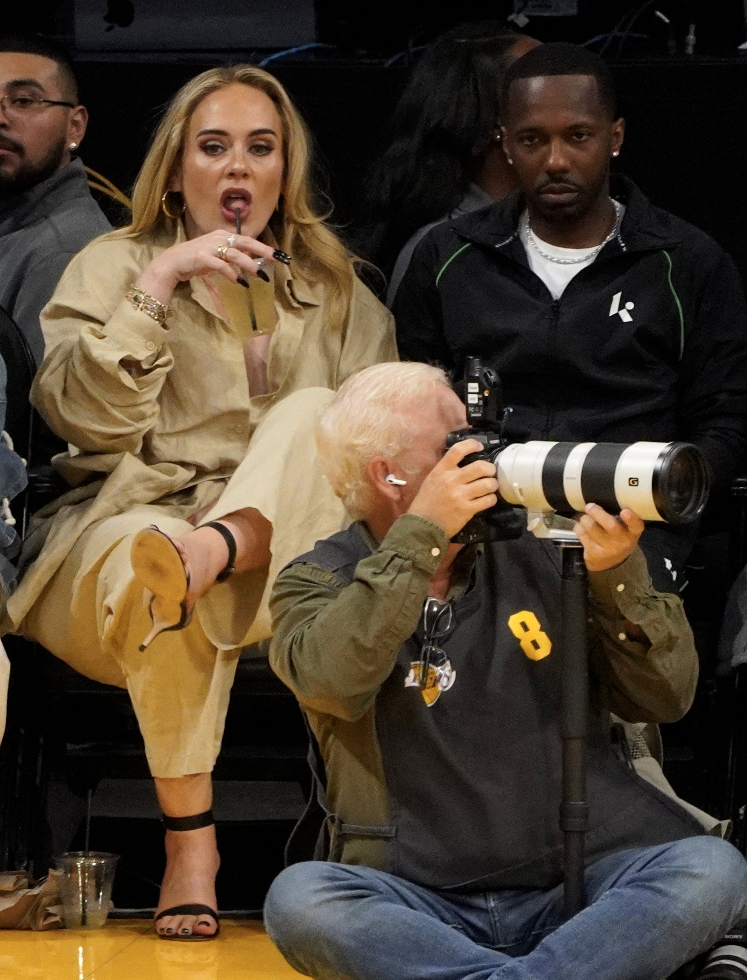 Adele and Rich Paul at a basketball game
