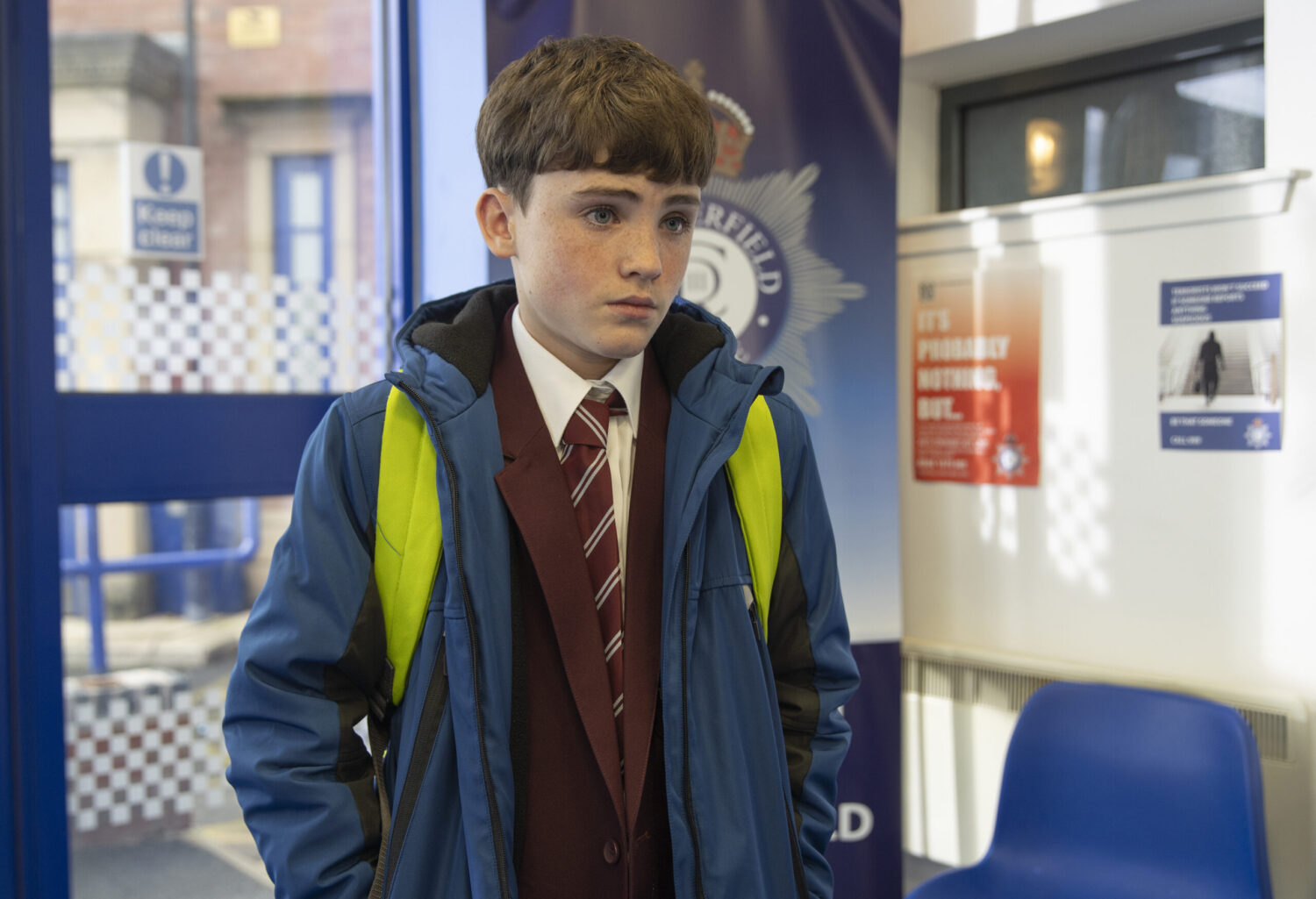 Joseph upset at the police station