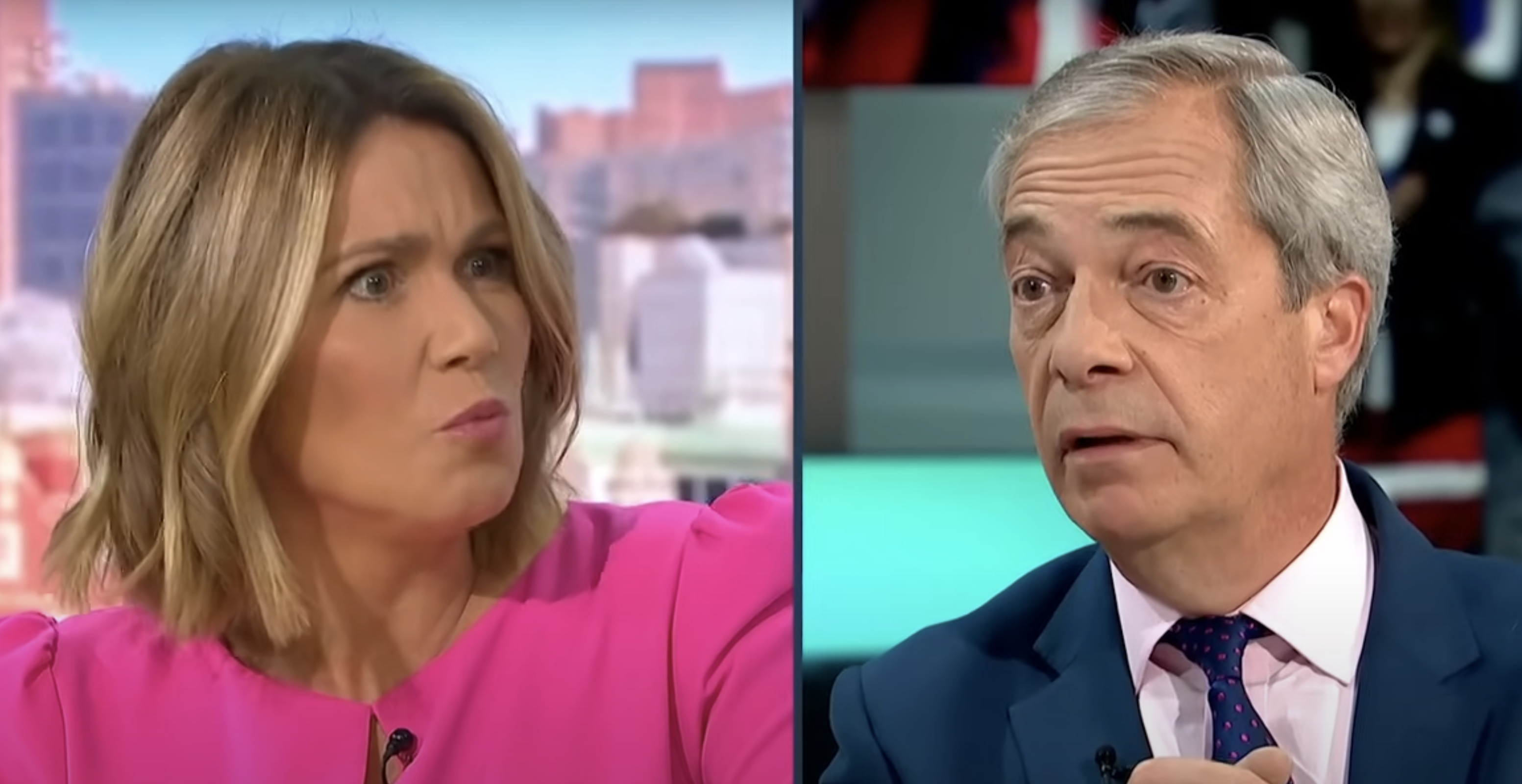 Susanna Reid and Nigel Farage GMB