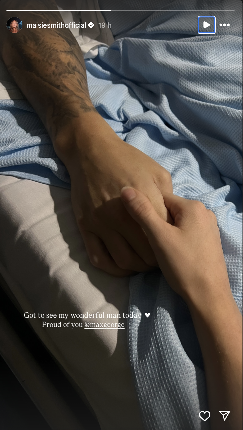 Maisie Smith Instagram story visiting Max George