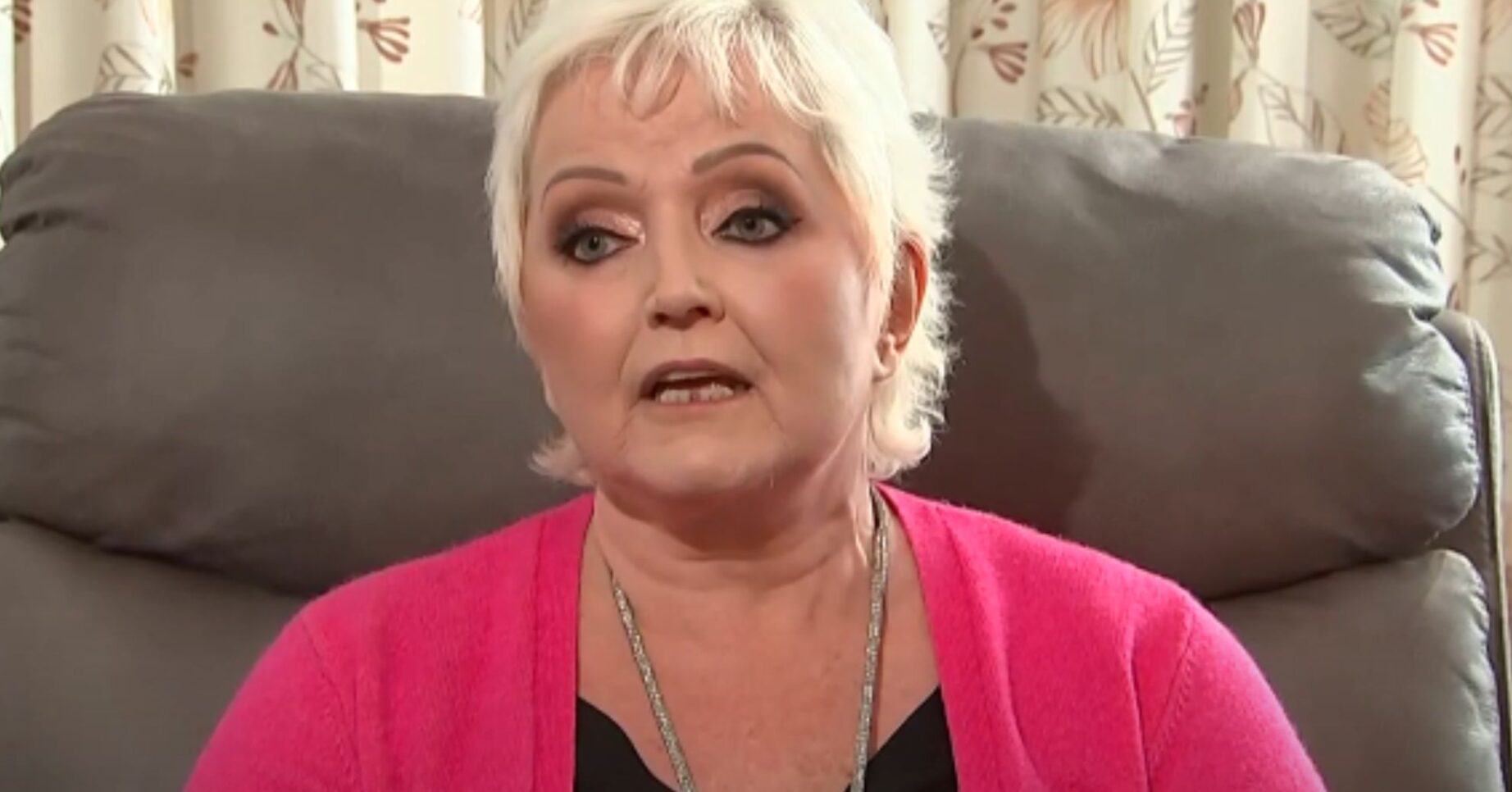 Linda Nolan talking in pink top on GMB