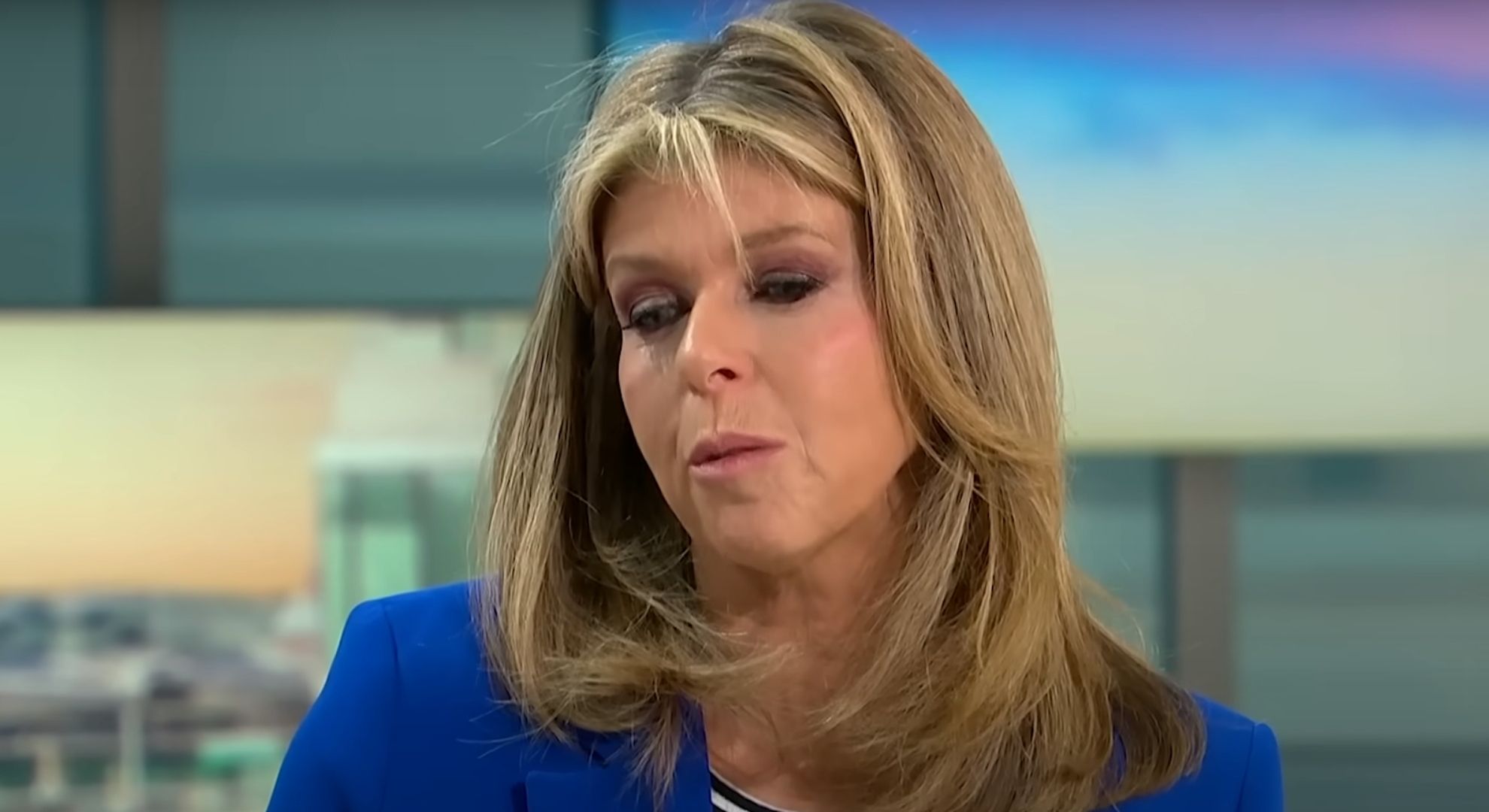 Kate Garraway's somber expression as she talks about life without her husband