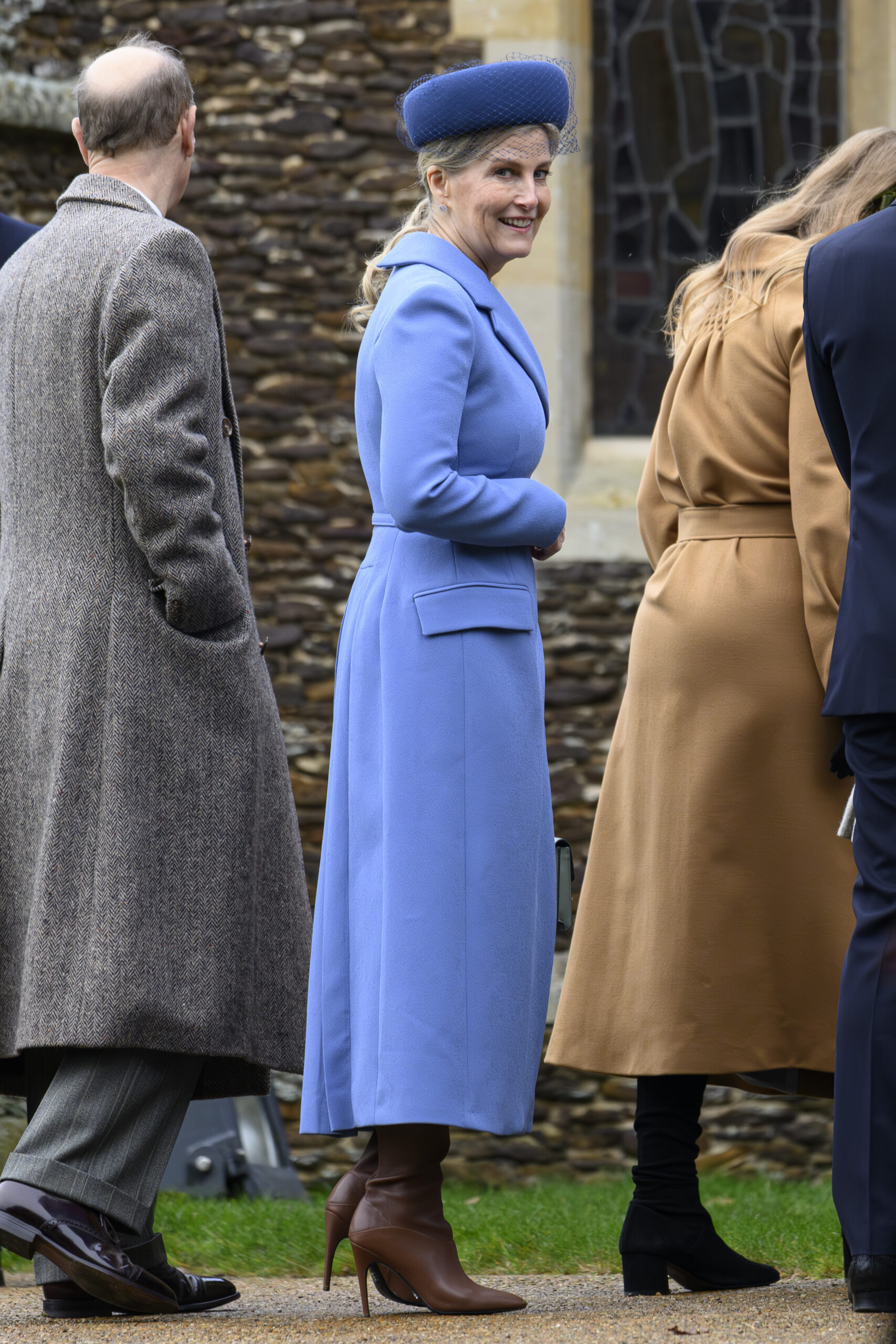 Prince Edward, Sophie, Duchess of Edinburgh walking into church on Christmas Day