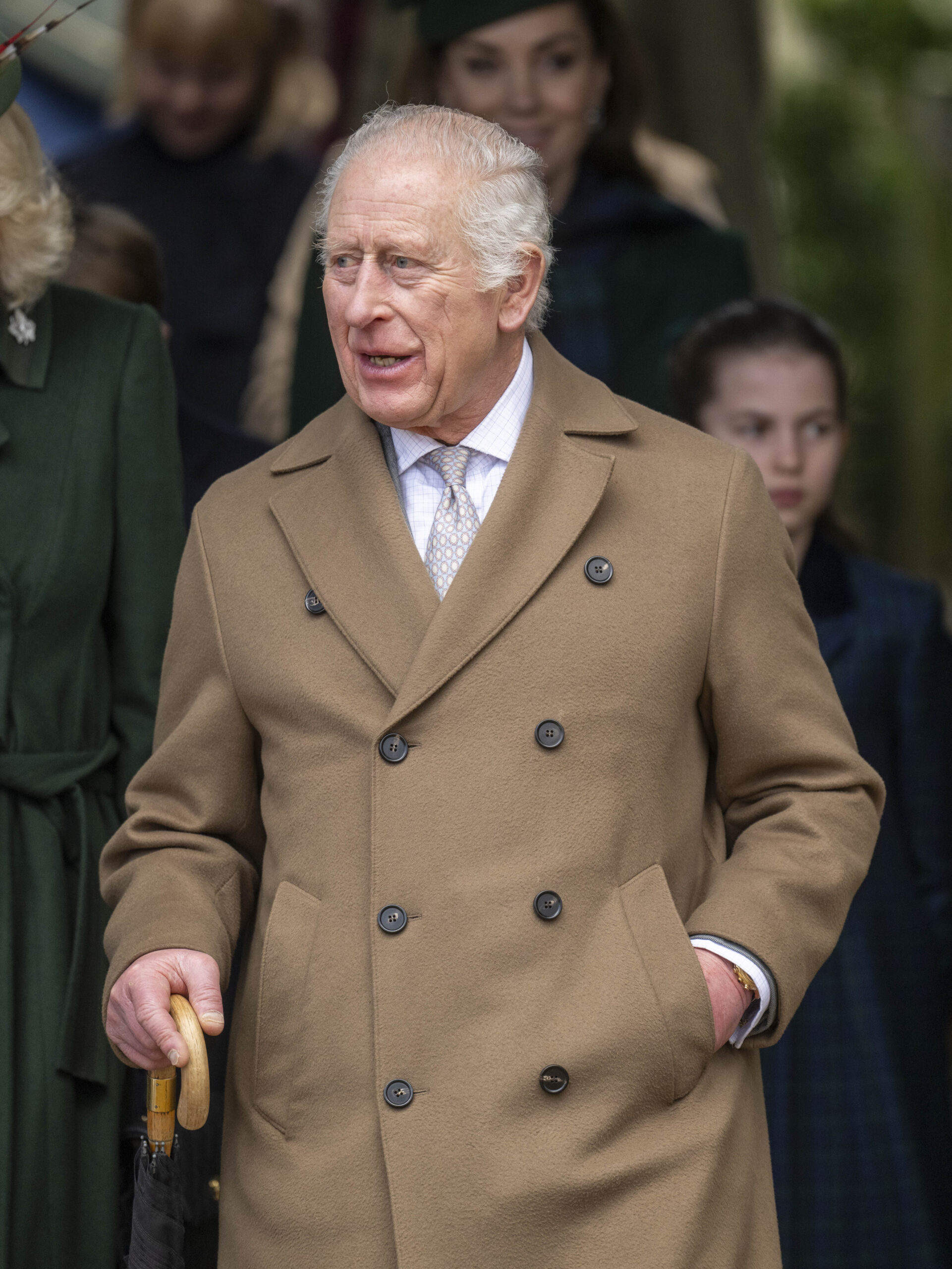 King Charles in beige coat on Christmas Day 