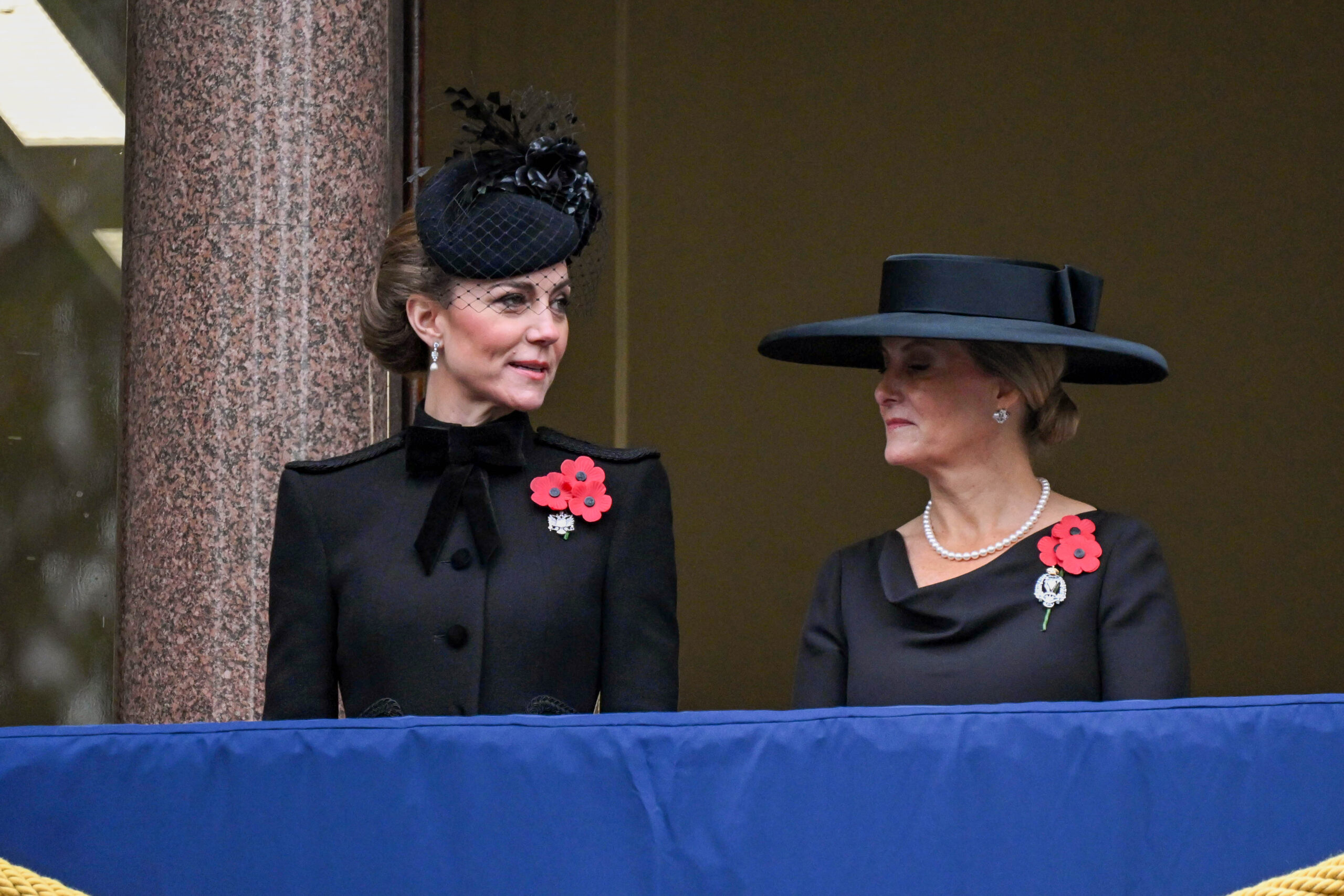 Kate looking at Sophie, Duchess of Edinburgh on Remembrance Sunday