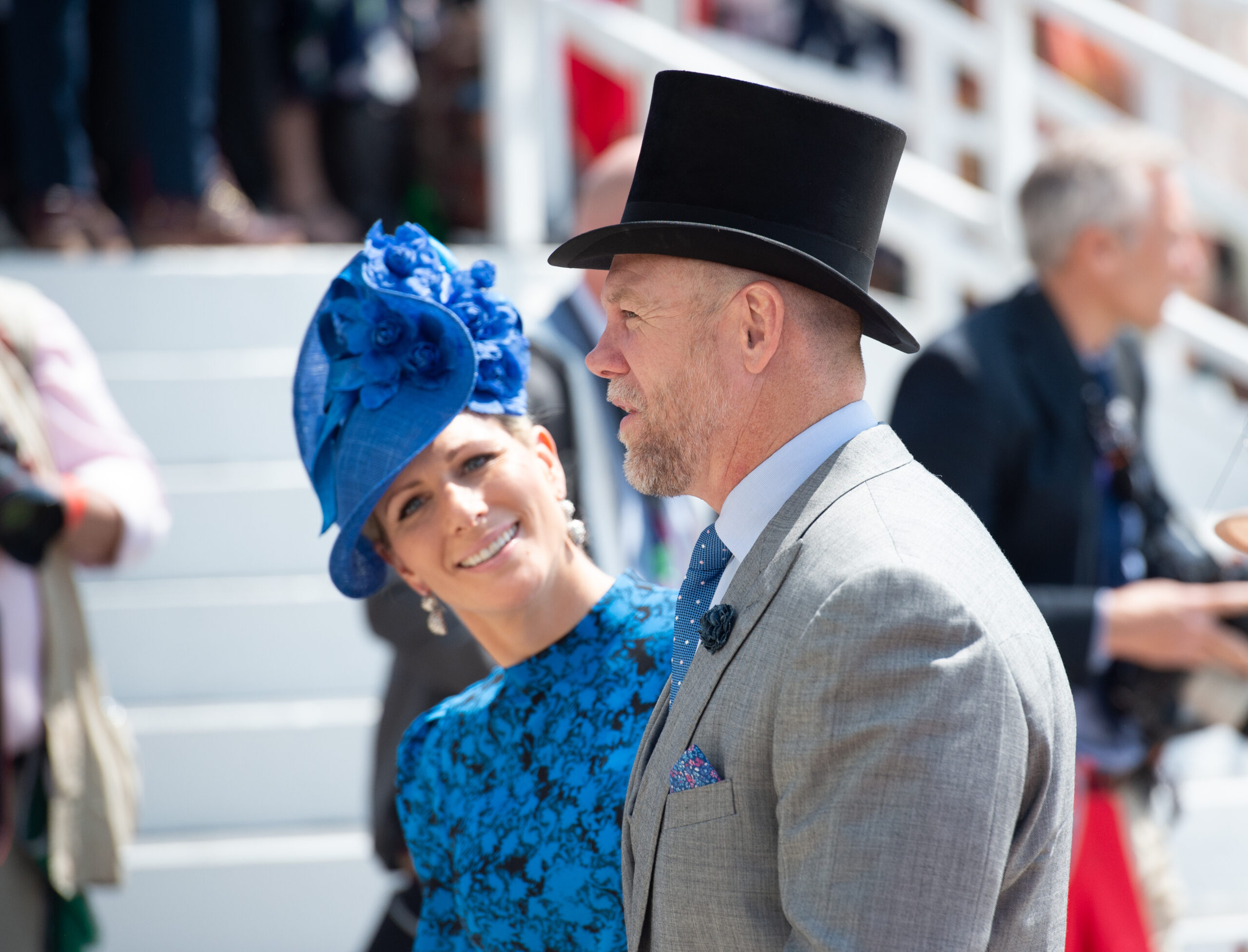 Zara smiling at her husband Mike Tindall 