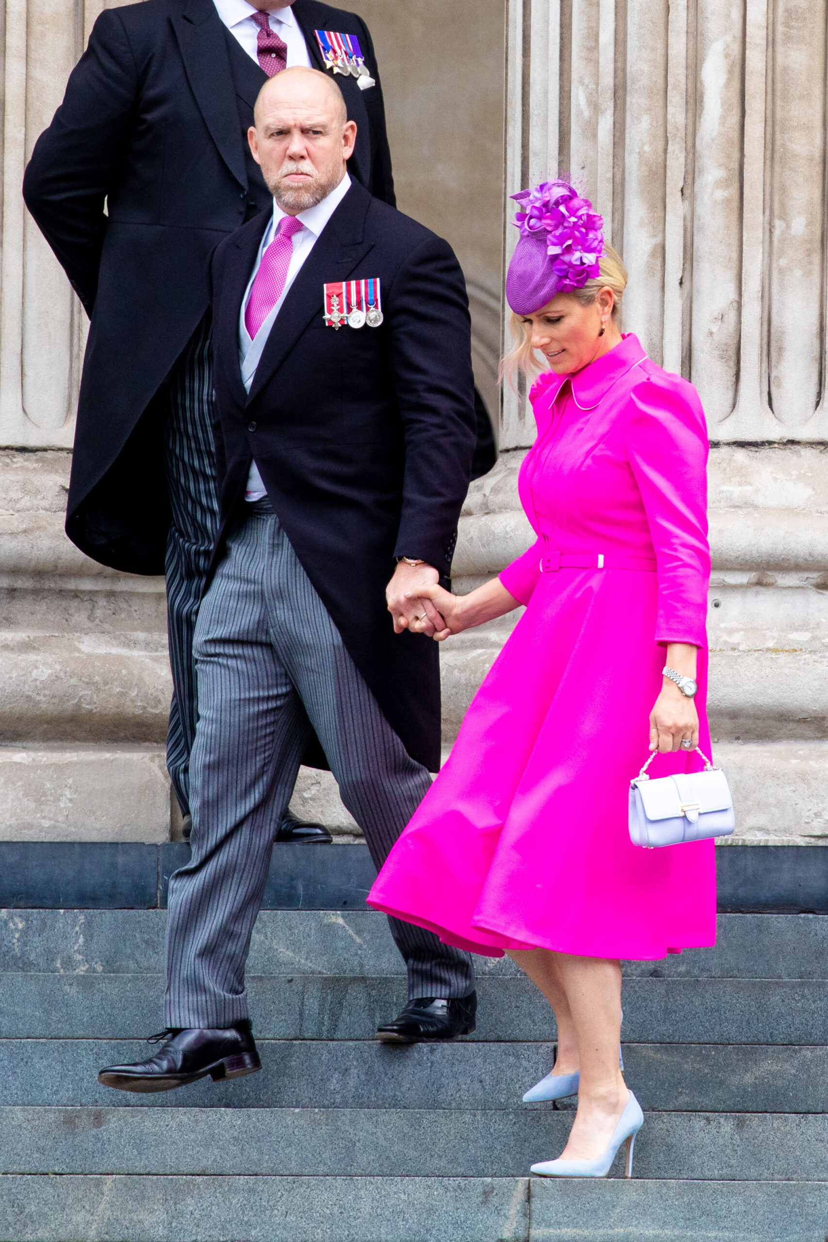 Mike and Zaraa Tindall holding hands at royal service